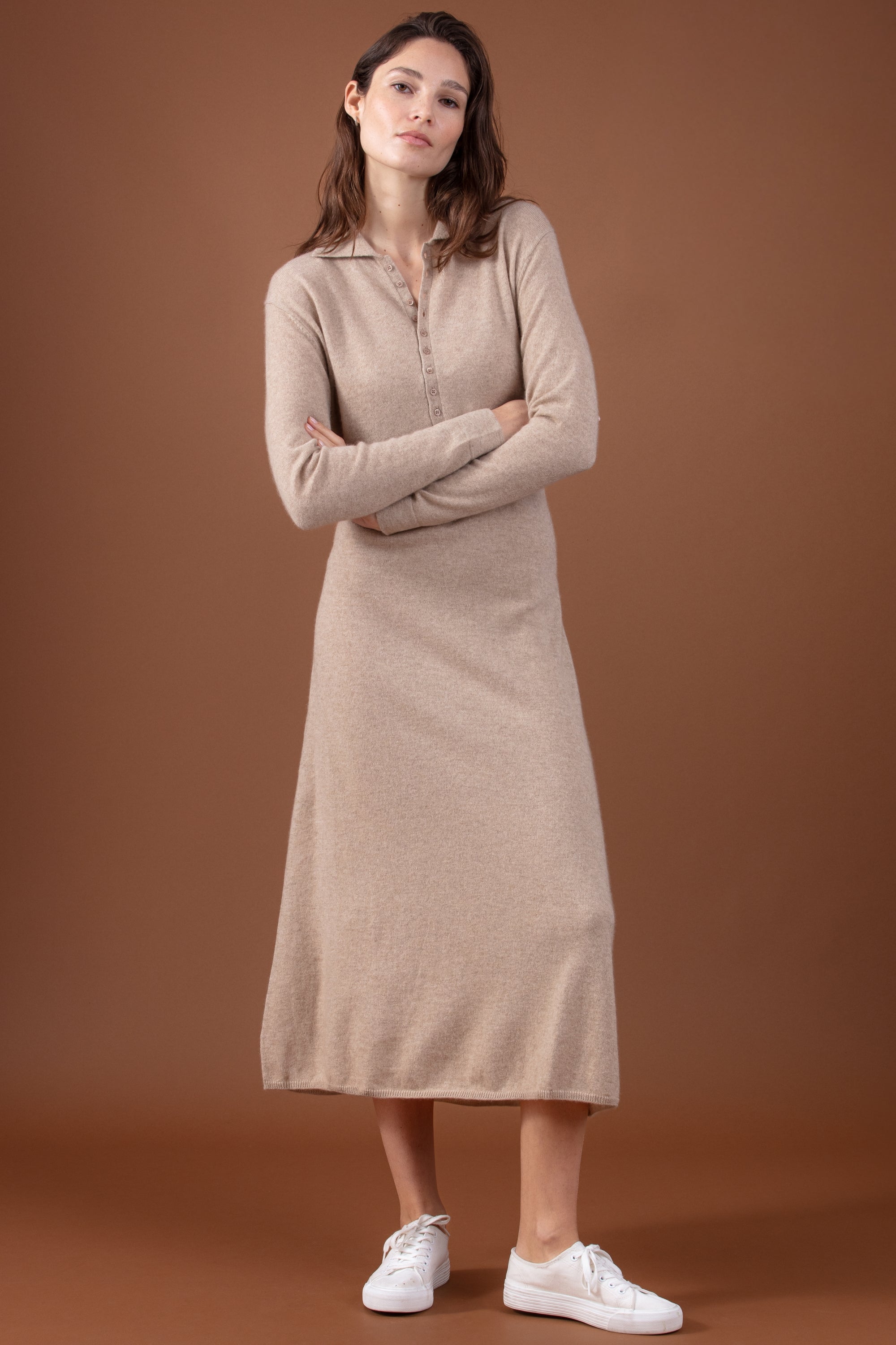Roce in kasjmier dames - natural stone - Mahogany