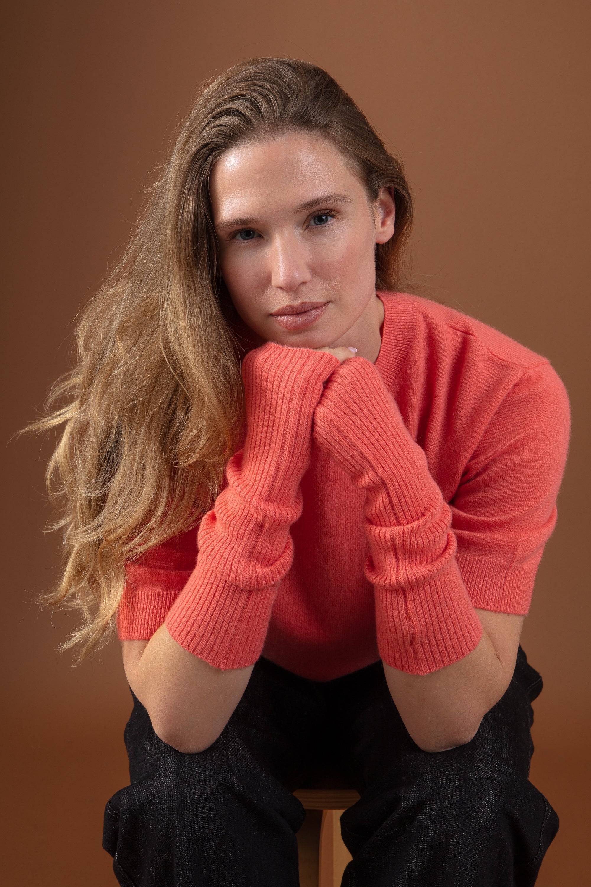 Rain in kasjmier dames - peach - Mahogany