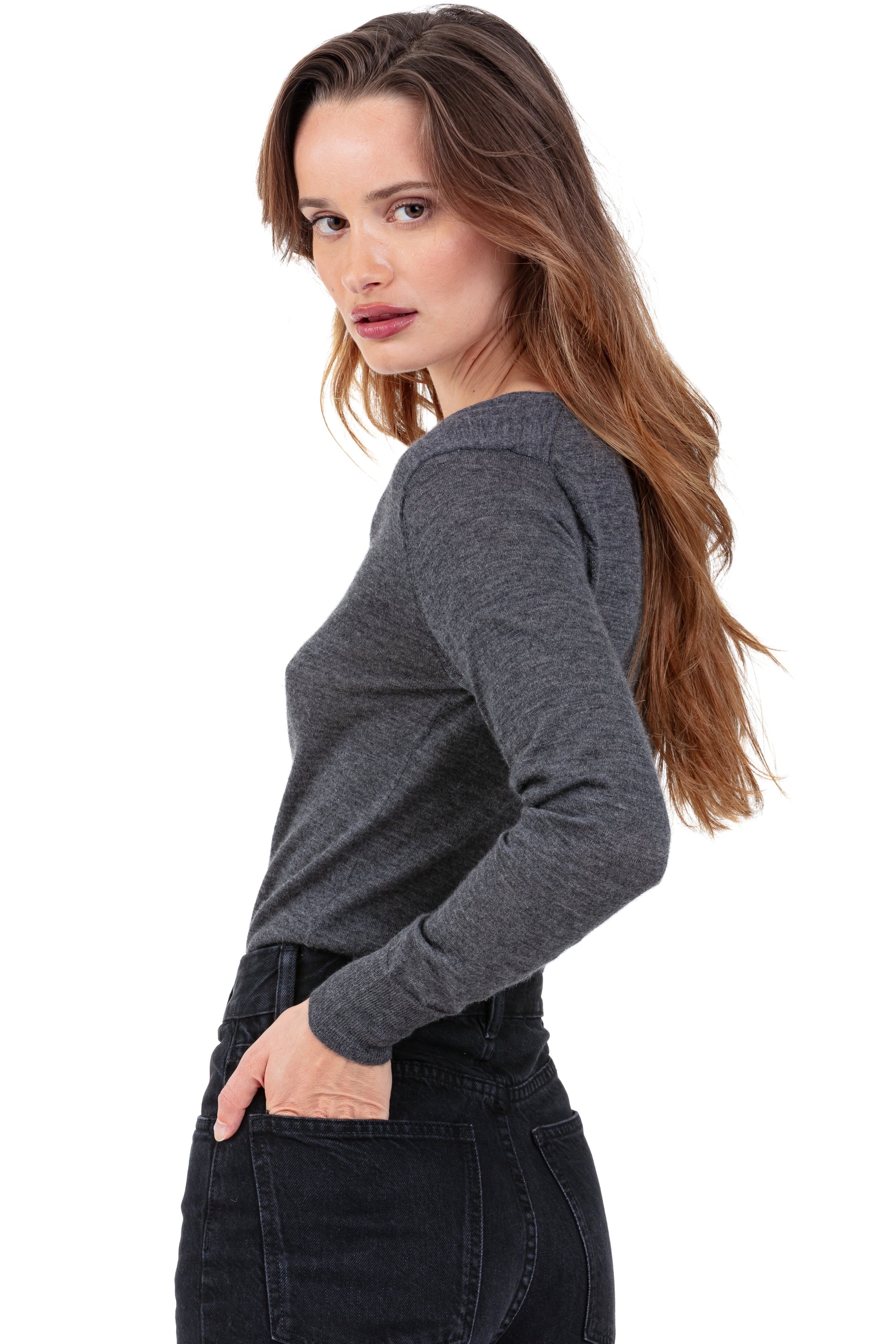 Picchu en duvet de cachemire femme - Vue 1 - anthracite chiné - Mahogany