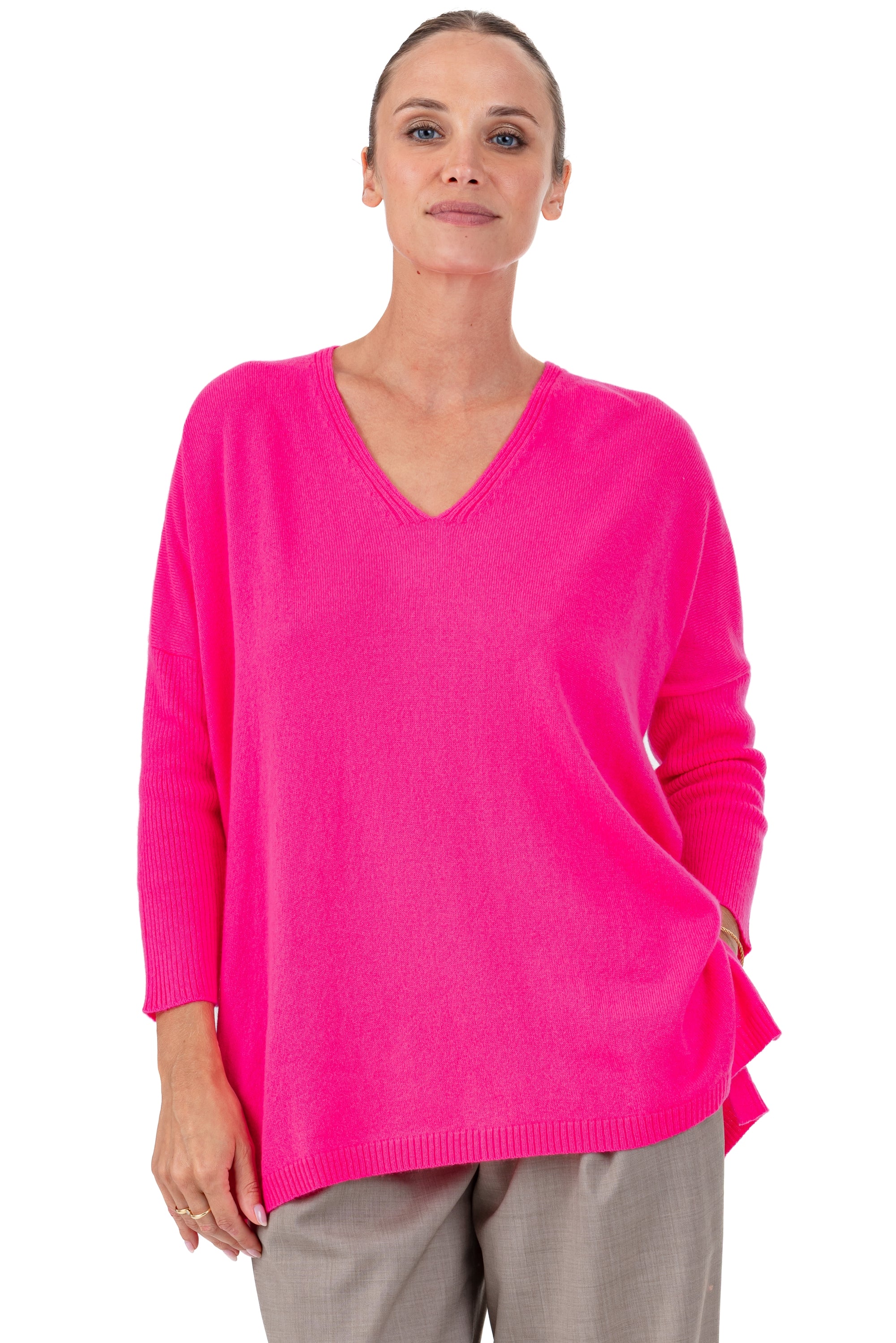 Pippa in kasjmier dames - dayglo - Mahogany