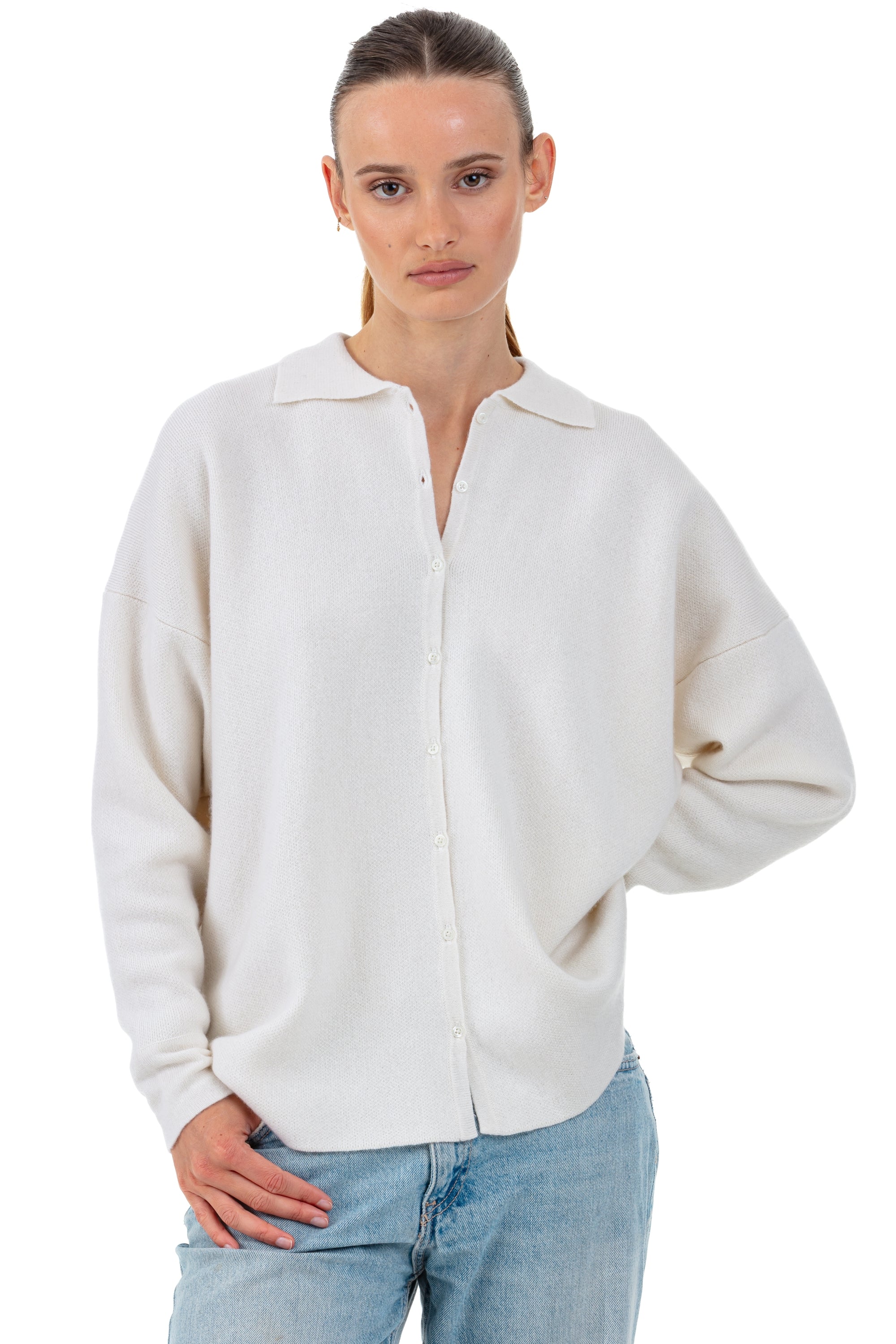Poppy in kasjmier dames - natural écru - Mahogany