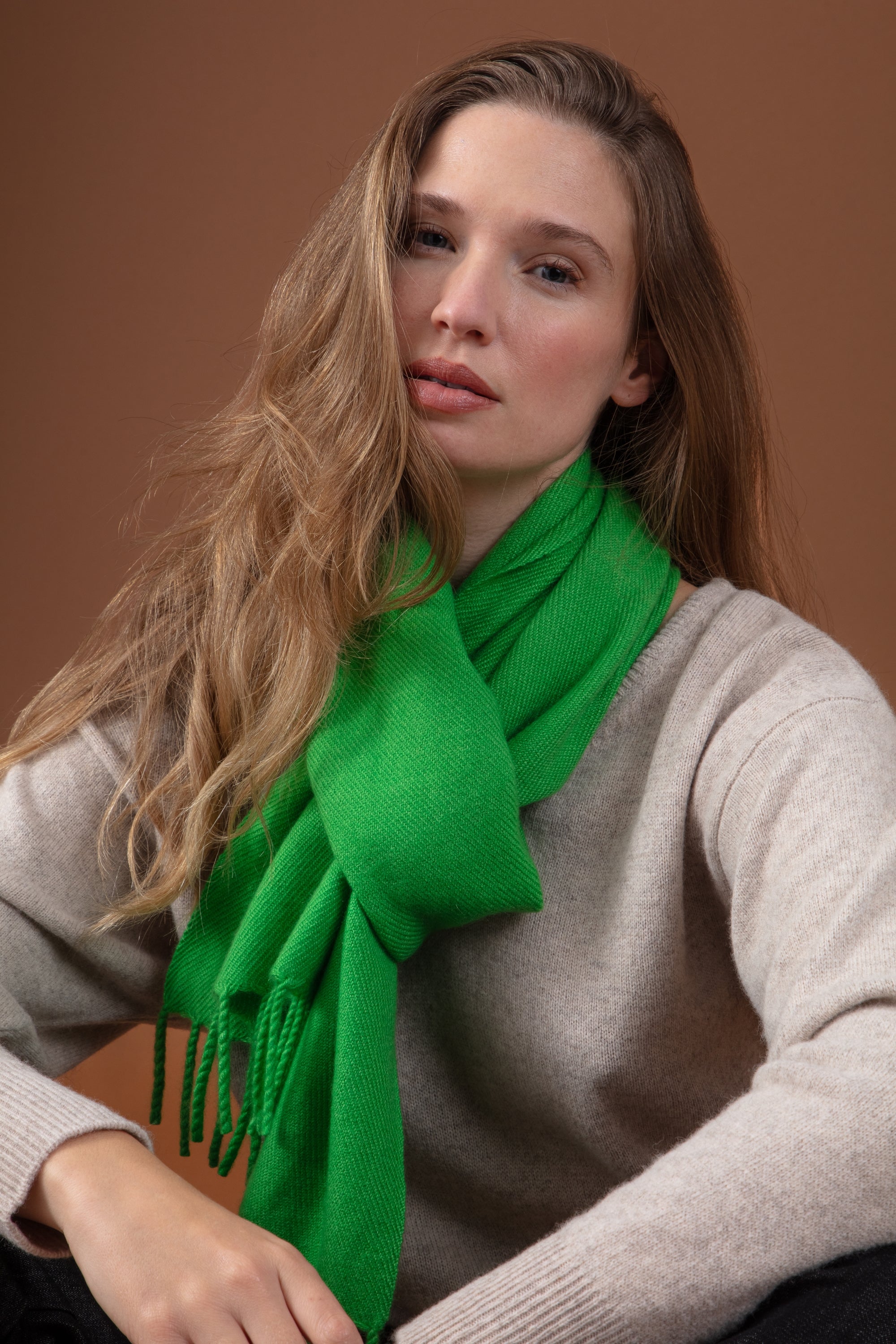 Rêve in gemengd kasjmier - flash green - Mahogany