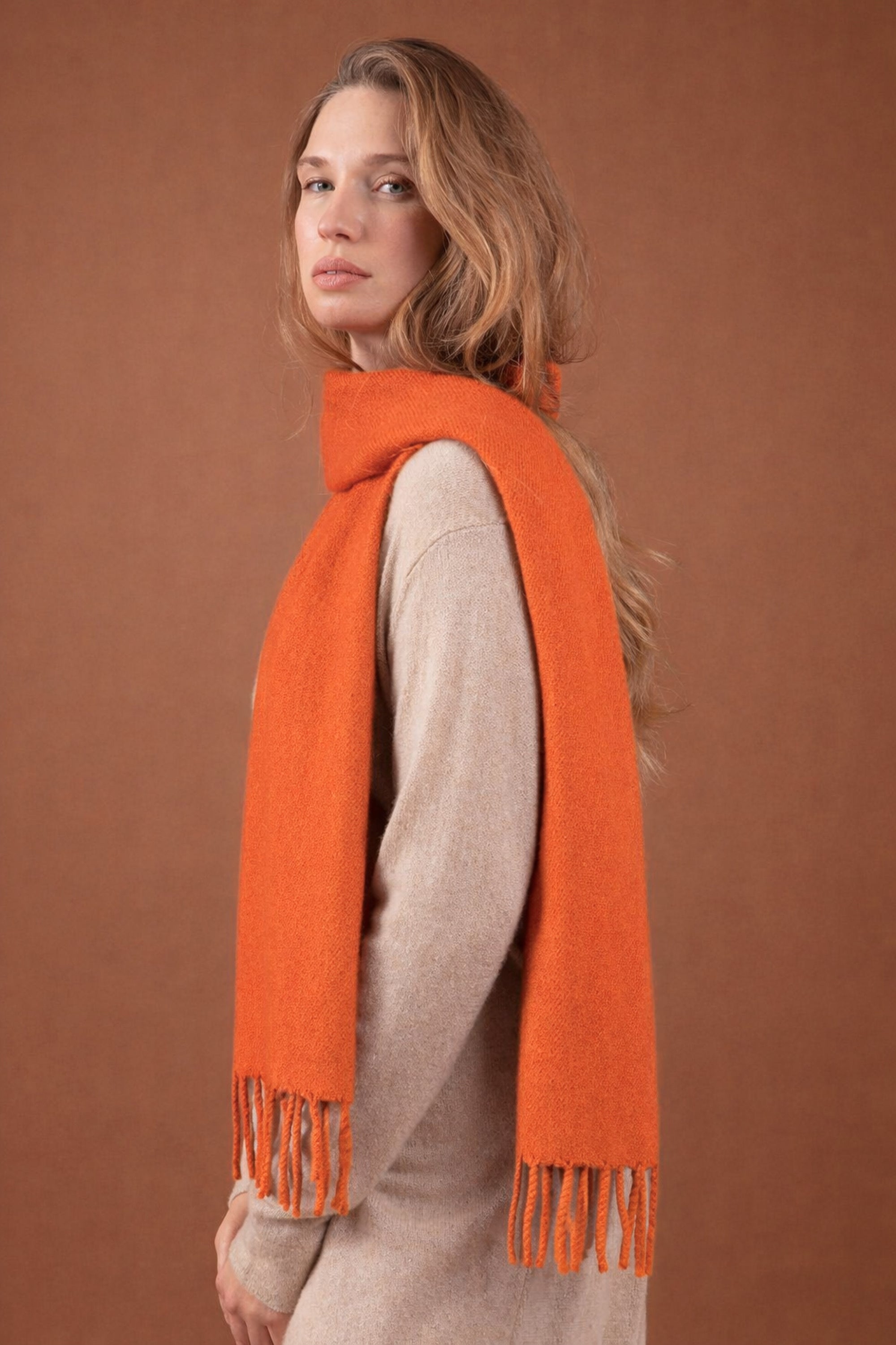 Rêve in gemengd kasjmier - oranje - Mahogany