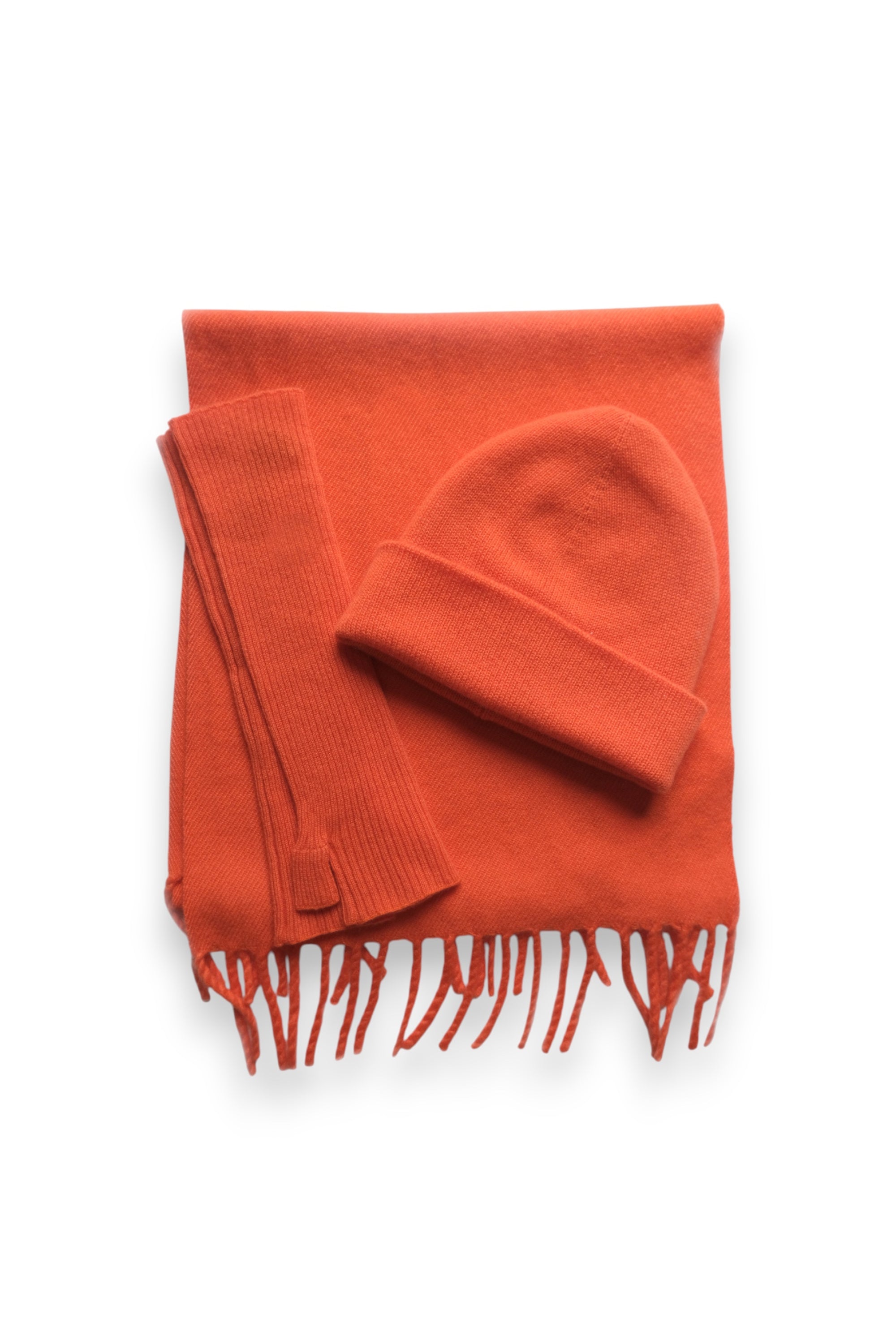 Winter set W in kasjmier voor dames - oranje - Mahogany