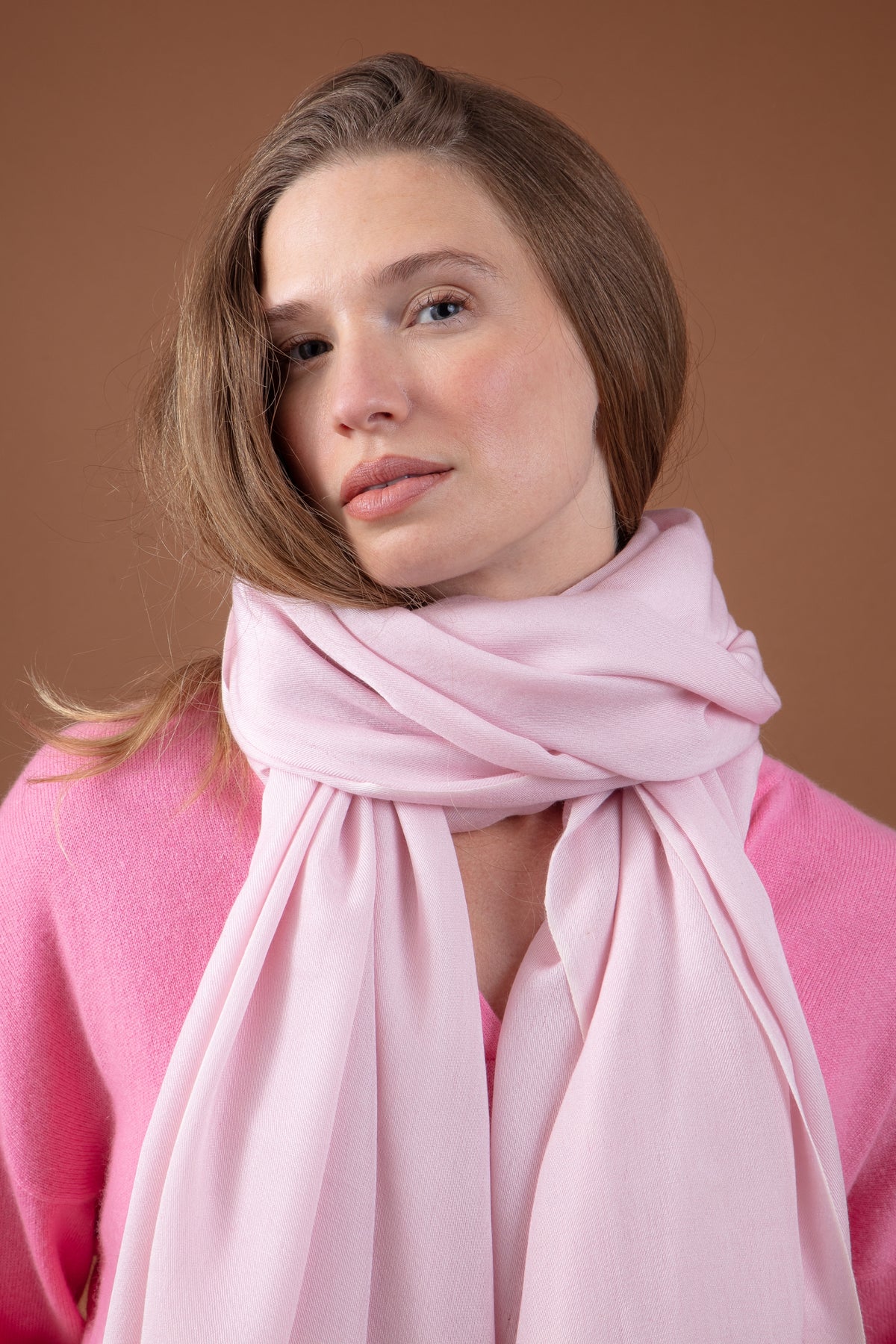 Adèle in gemengd kasjmier en zijde - lichtroze - Mahogany