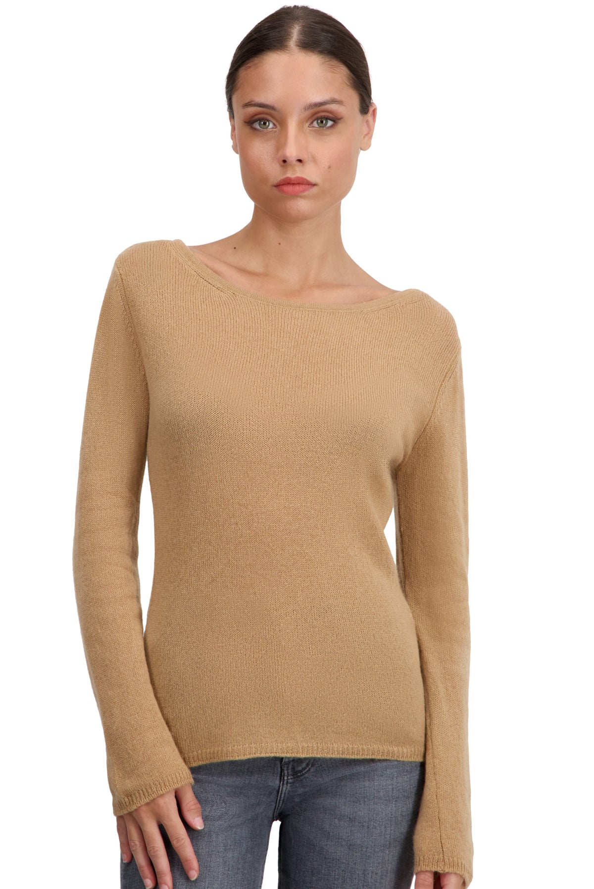 Caleen kasjmier damestrui - camel - Mahogany