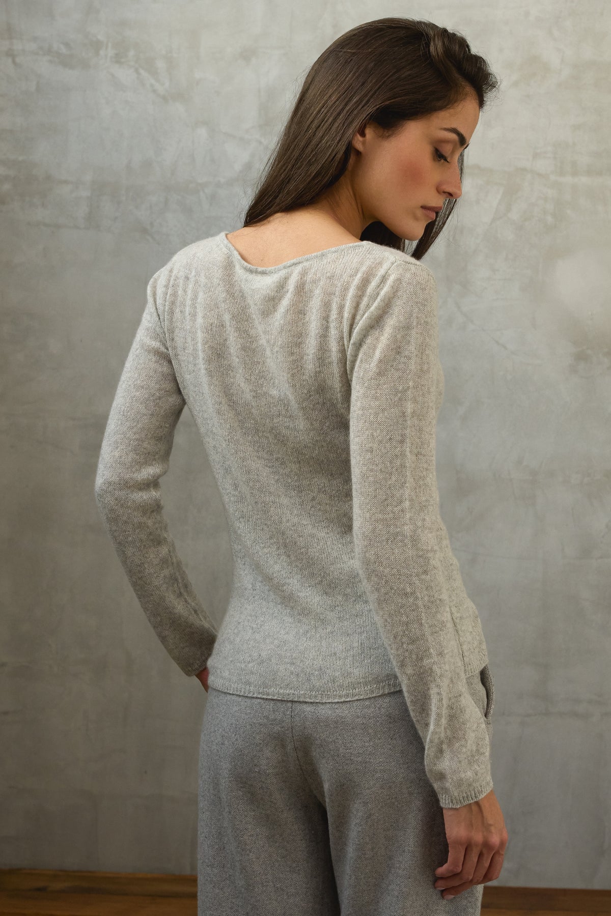 Caleen en cachemire femme - Vue 4 - flanelle chiné - Mahogany