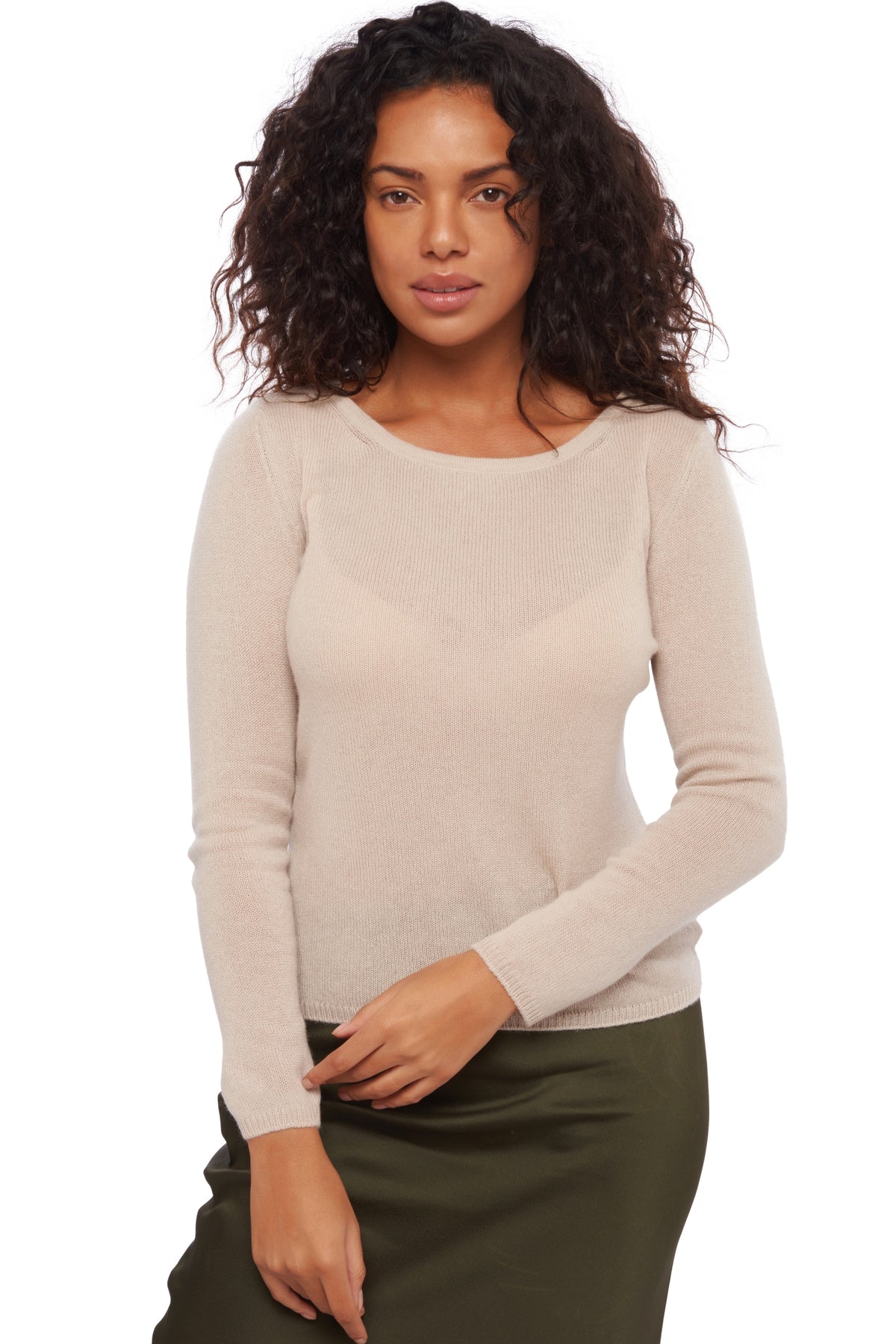 Caleen in kasjmier dames - jute - Mahogany