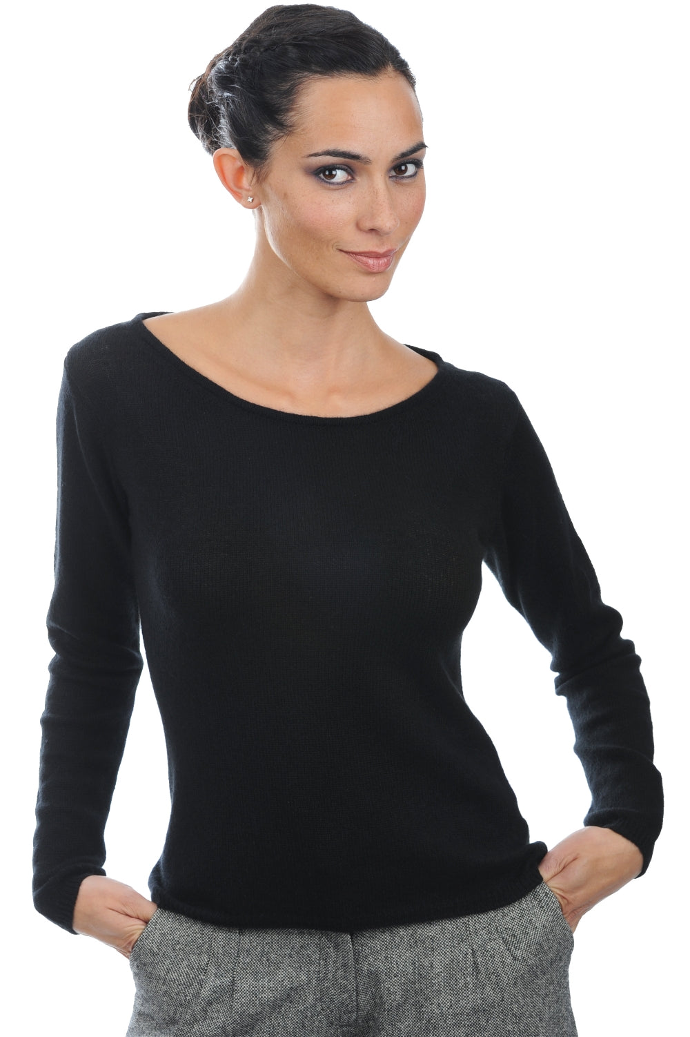 Caleen in kasjmier dames - zwart - Mahogany