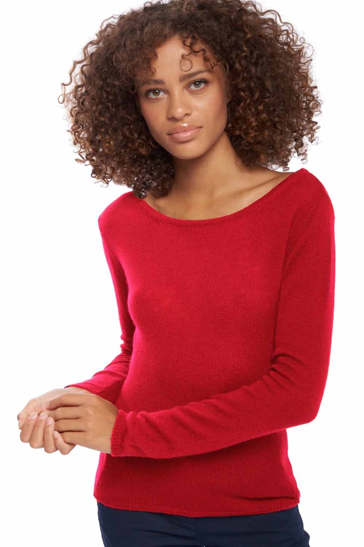 Caleen in kasjmier dames - fluweelrood - Mahogany