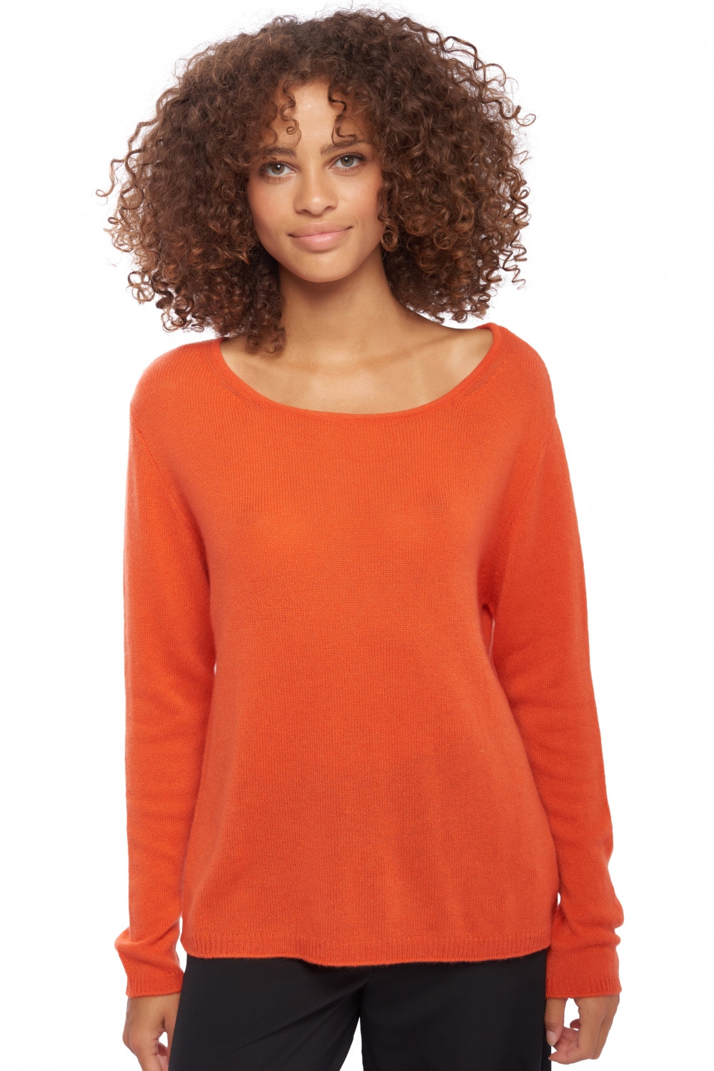 Caleen in kasjmier dames - satsuma - Mahogany
