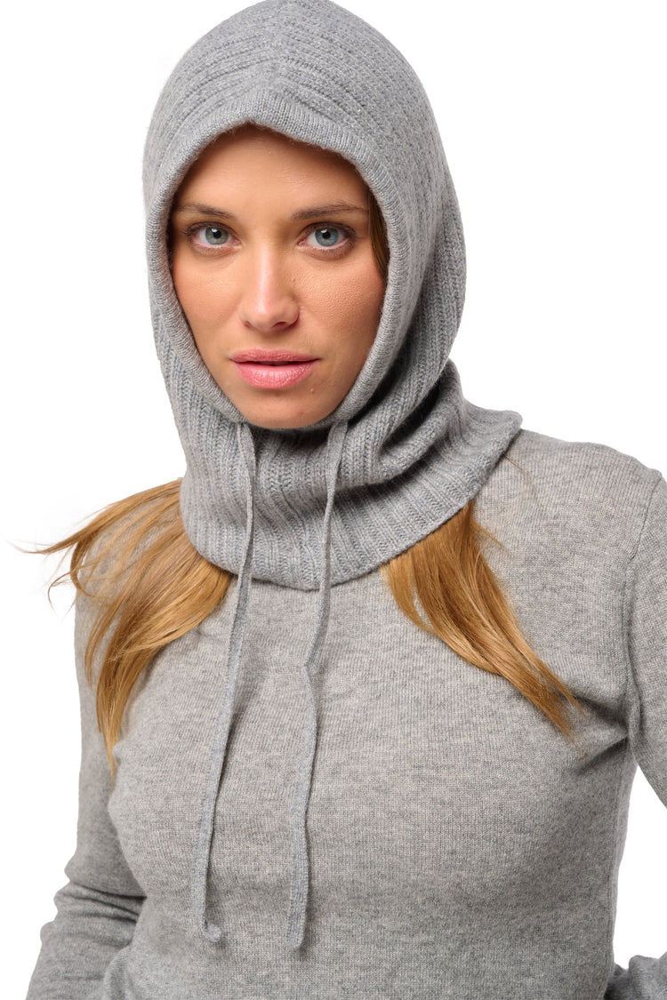 Bivakmuts in kasjmier, 100% kasjmier, unisex, grof / 6 draden en meer, geribd, Mahogany