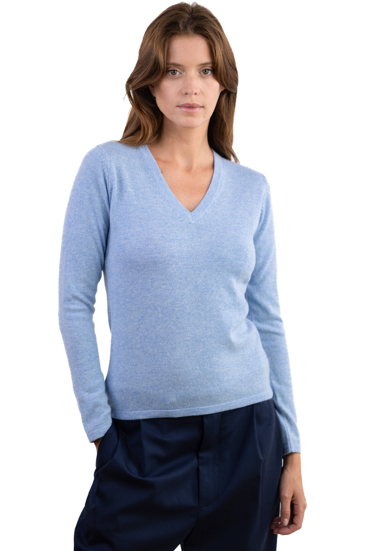 Emma in kasjmier dames - gemêleerd azuurblauw - Mahogany