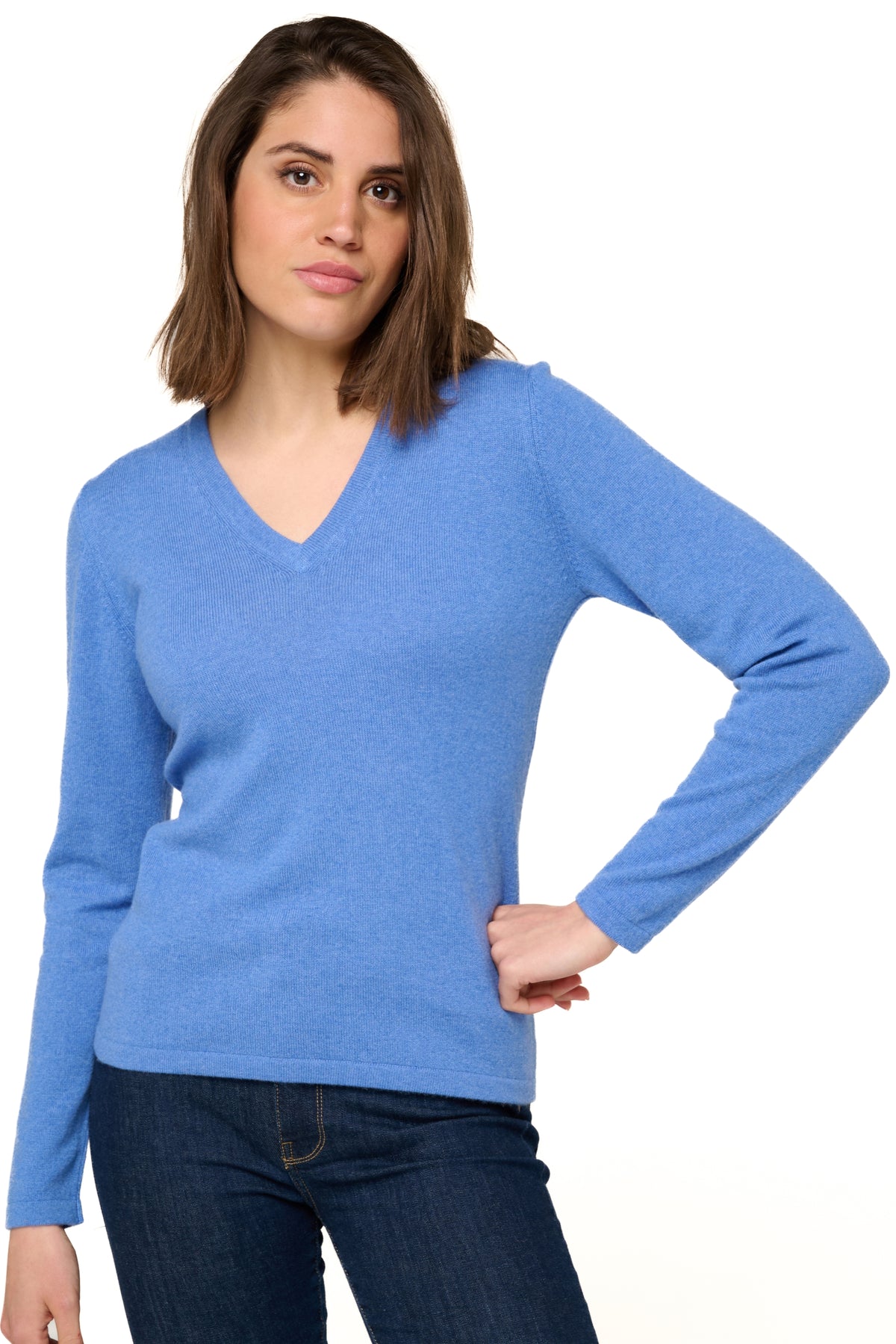 Emma in kasjmier dames - gemêleerd blauw - Mahogany