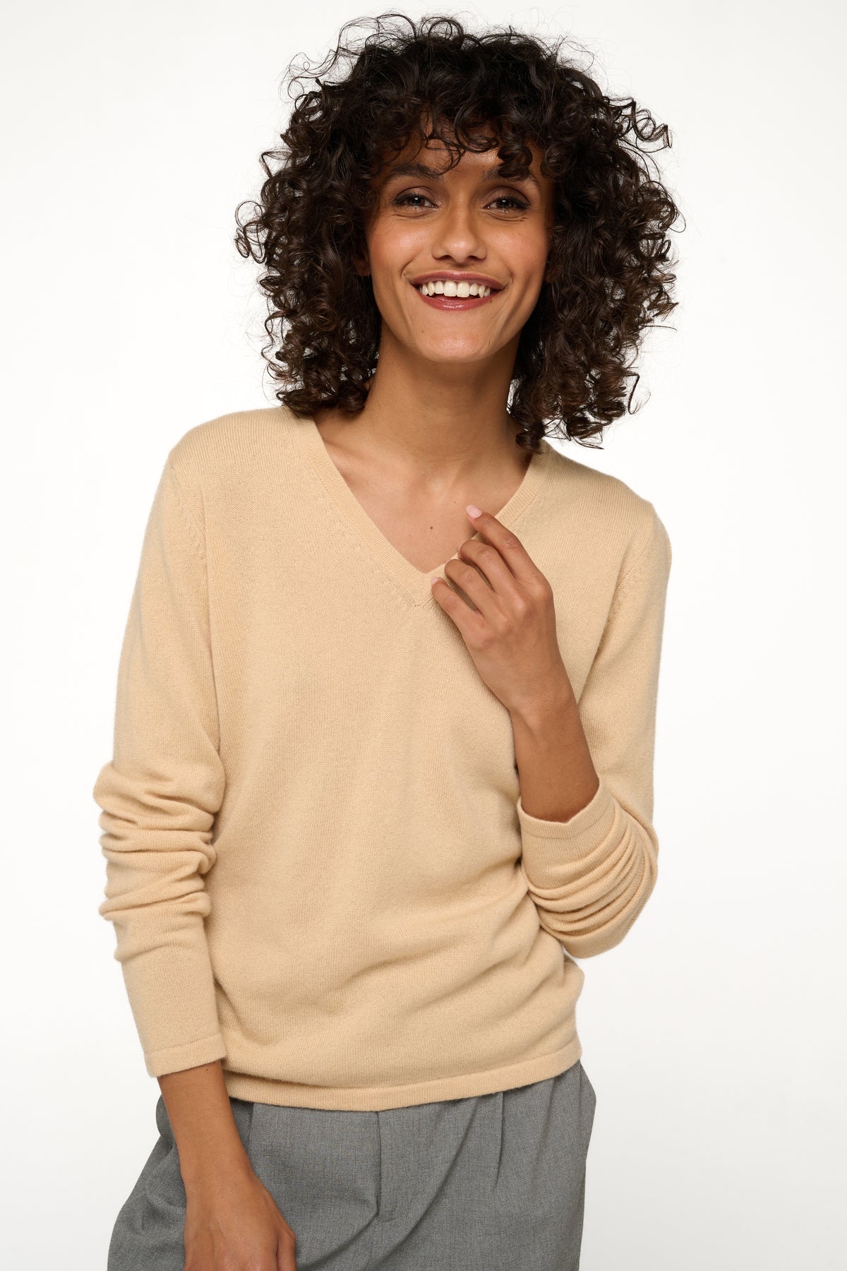 Emma in kasjmier dames - Aanzicht 3 - honey - Mahogany