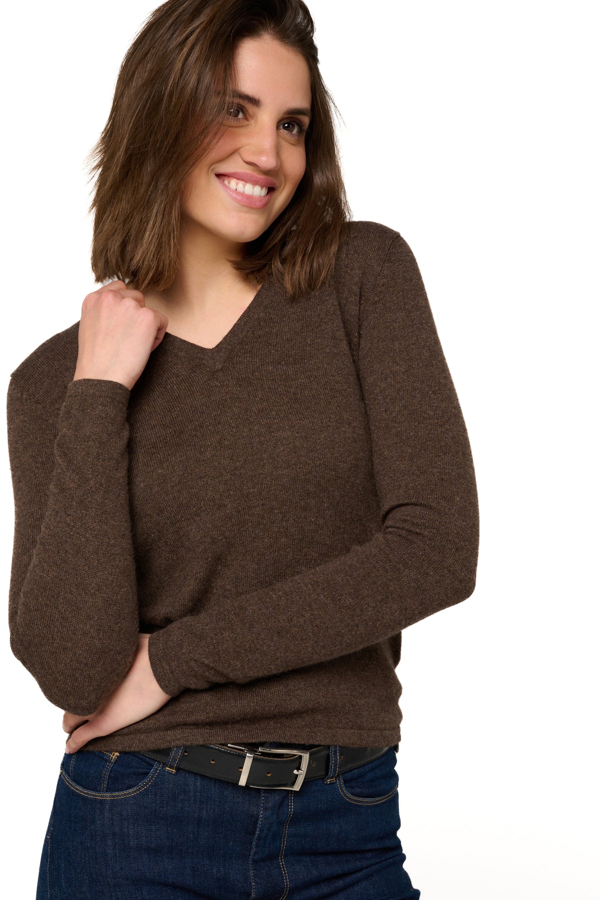 Emma in kasjmier dames - gemêleerd bruin - Mahogany