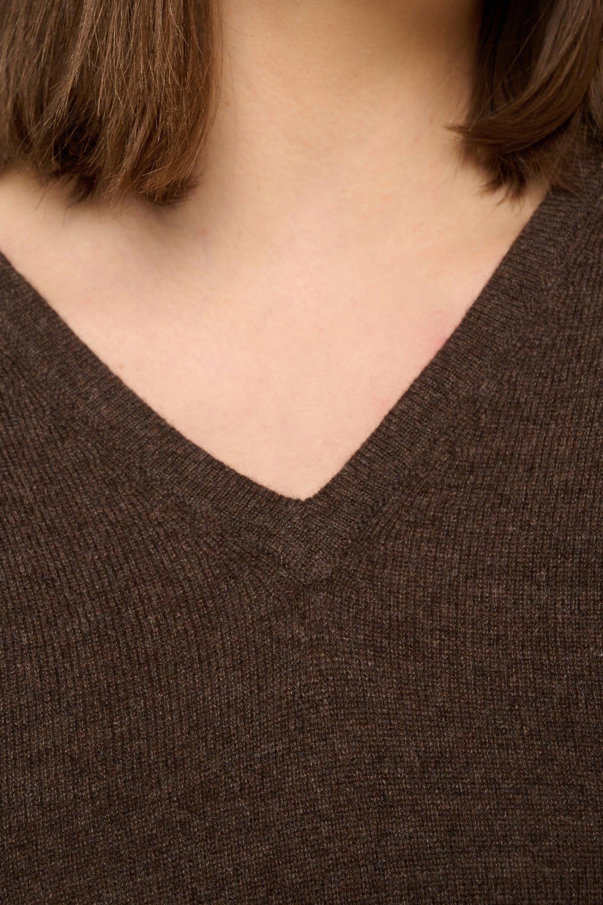Emma in kasjmier dames - Aanzicht 1 - marron chiné - Mahogany