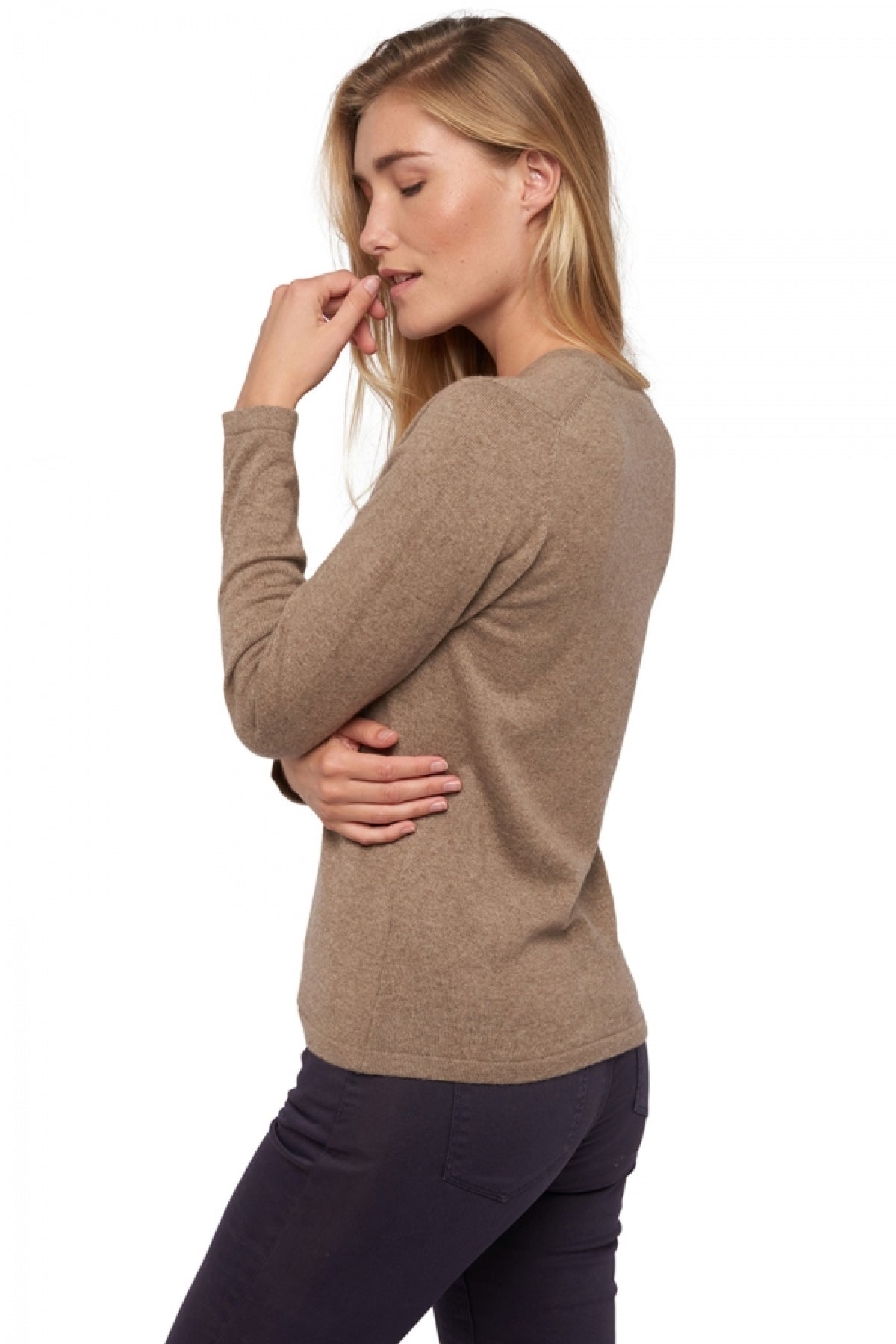 Emma in kasjmier dames - Aanzicht 1 - natural brown - Mahogany