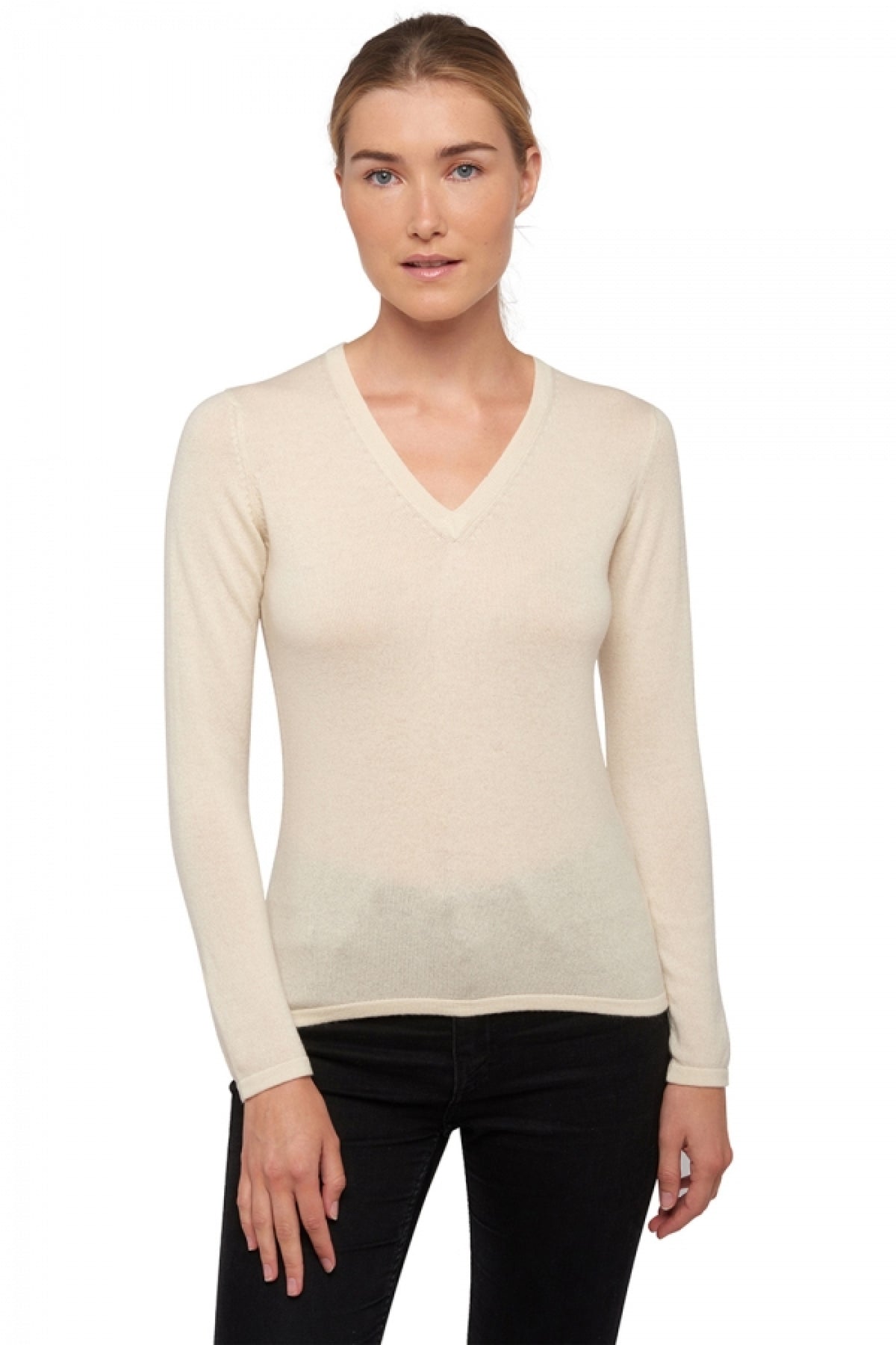 Emma in kasjmier dames - natural écru - Mahogany