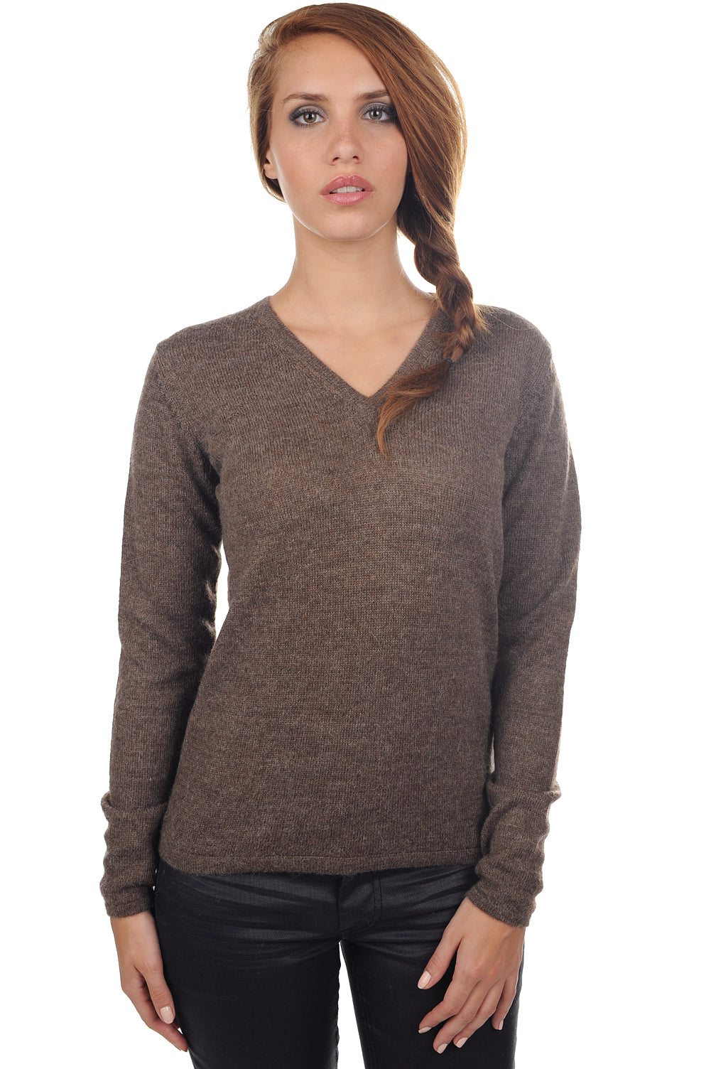 Emma-Alpaga in baby alpaca dames - naturel - Mahogany