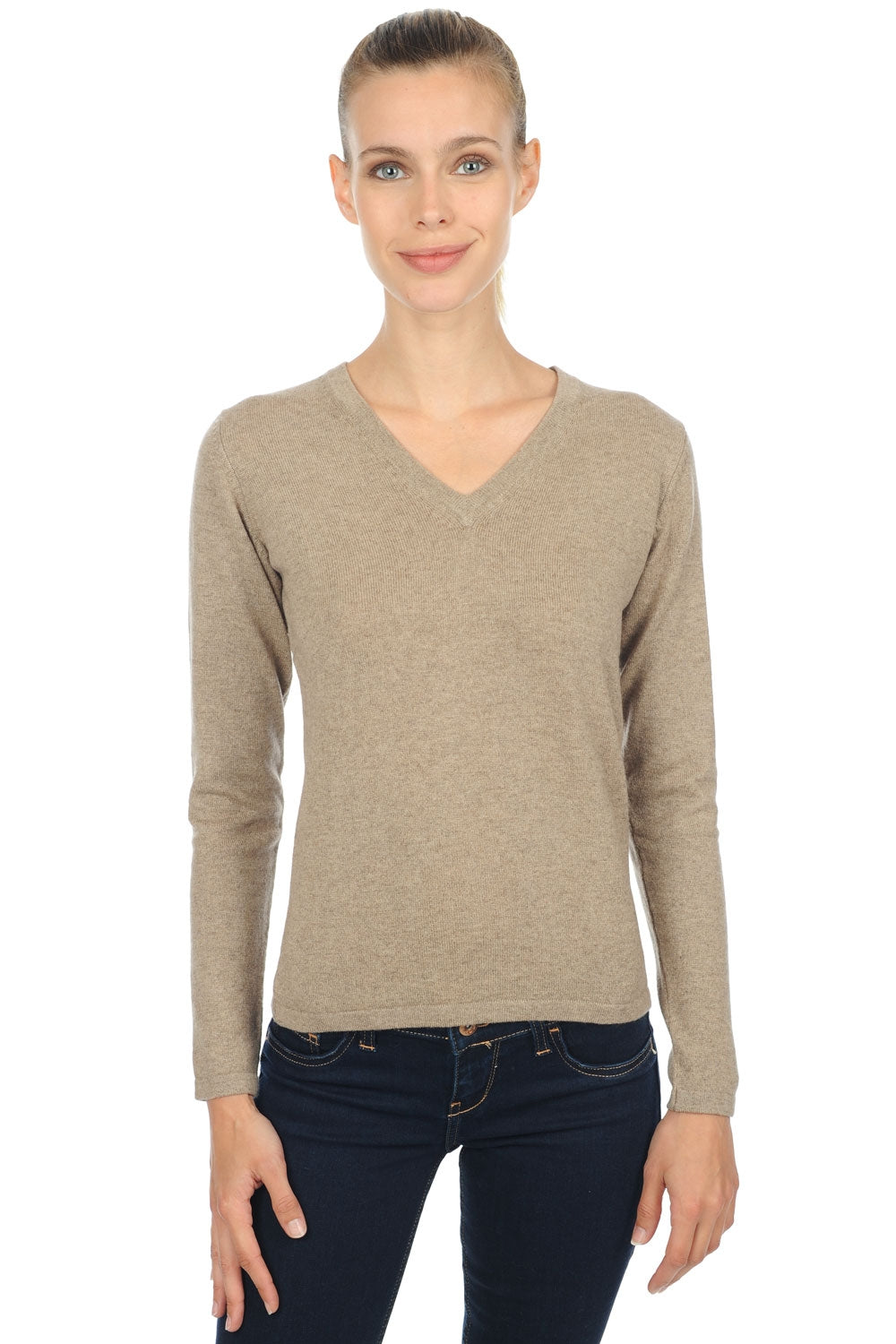 Emma Premium in kasjmier dames - dolma natural - Mahogany