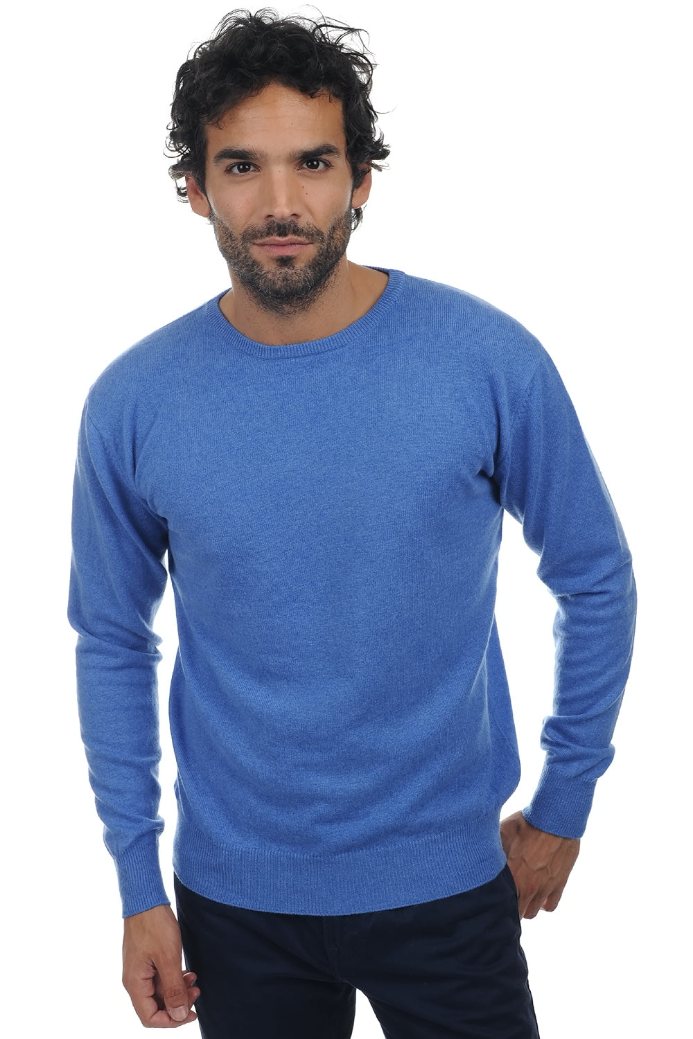 Keaton in kasjmier voor heren - blauw gemêleerd - Mahogany