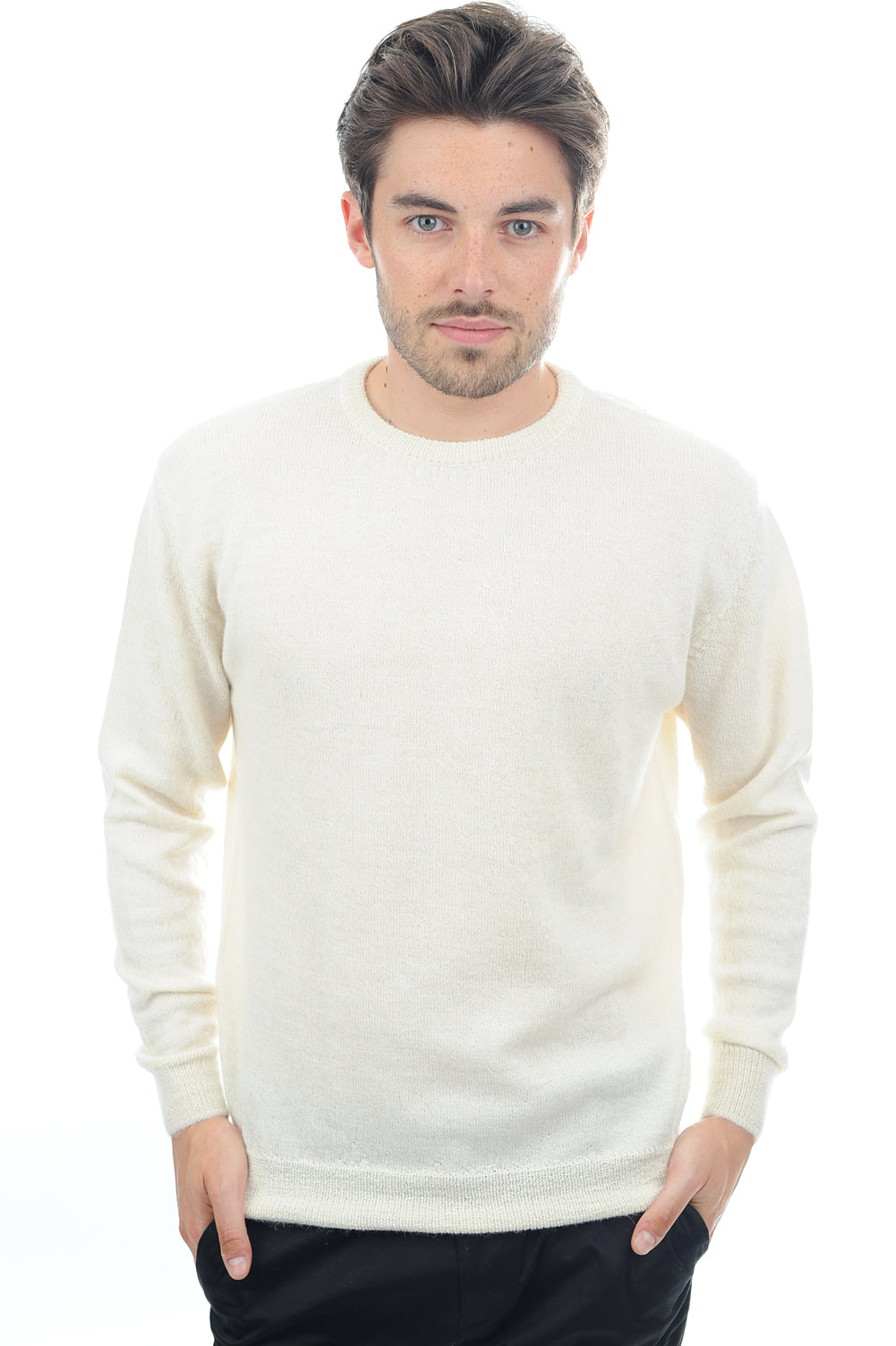 Nestor-Alpaga in baby alpaca heren - ecru - Mahogany
