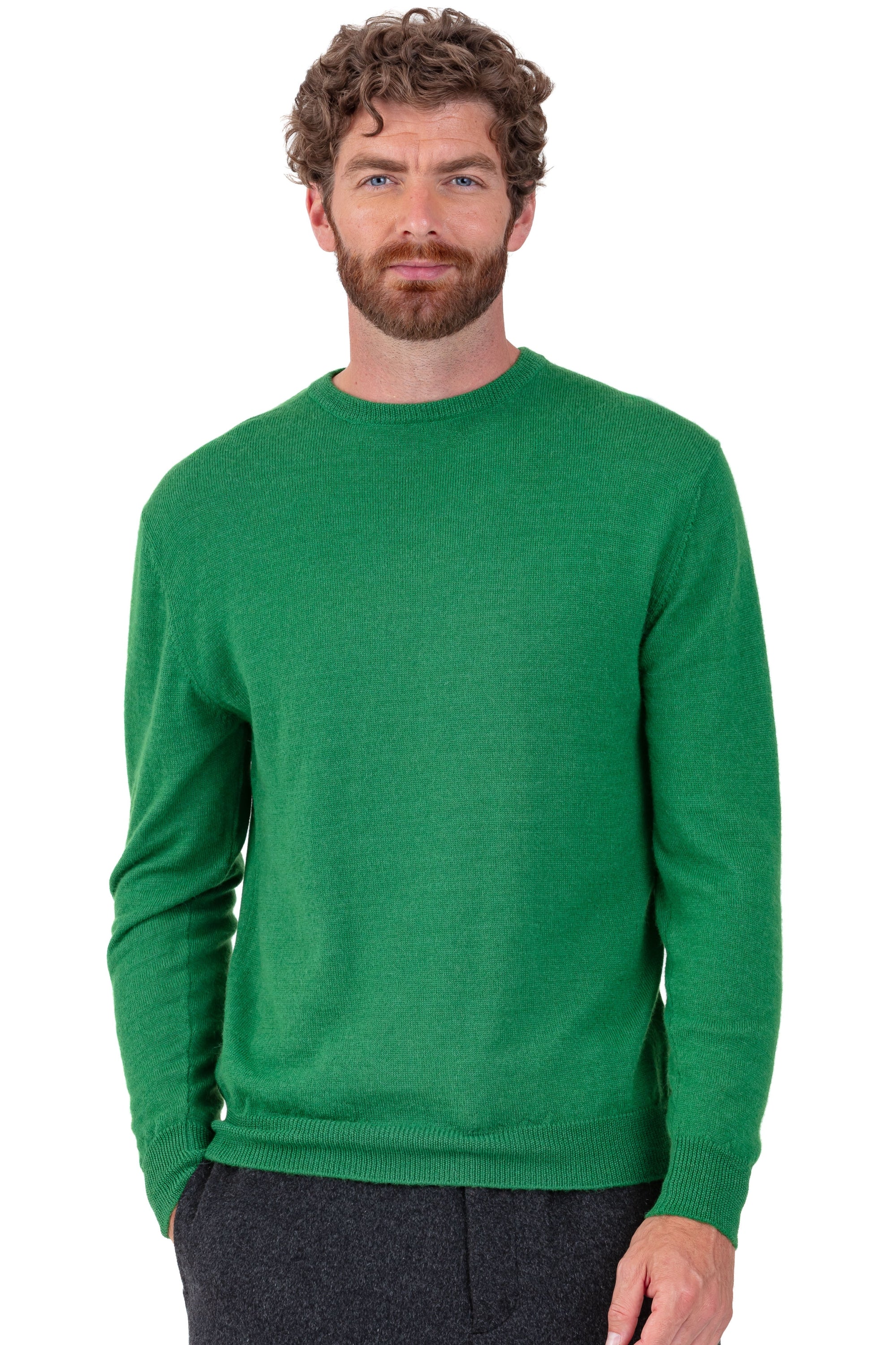 Nestor-Alpaga in baby alpaca heren - green leaf - Mahogany