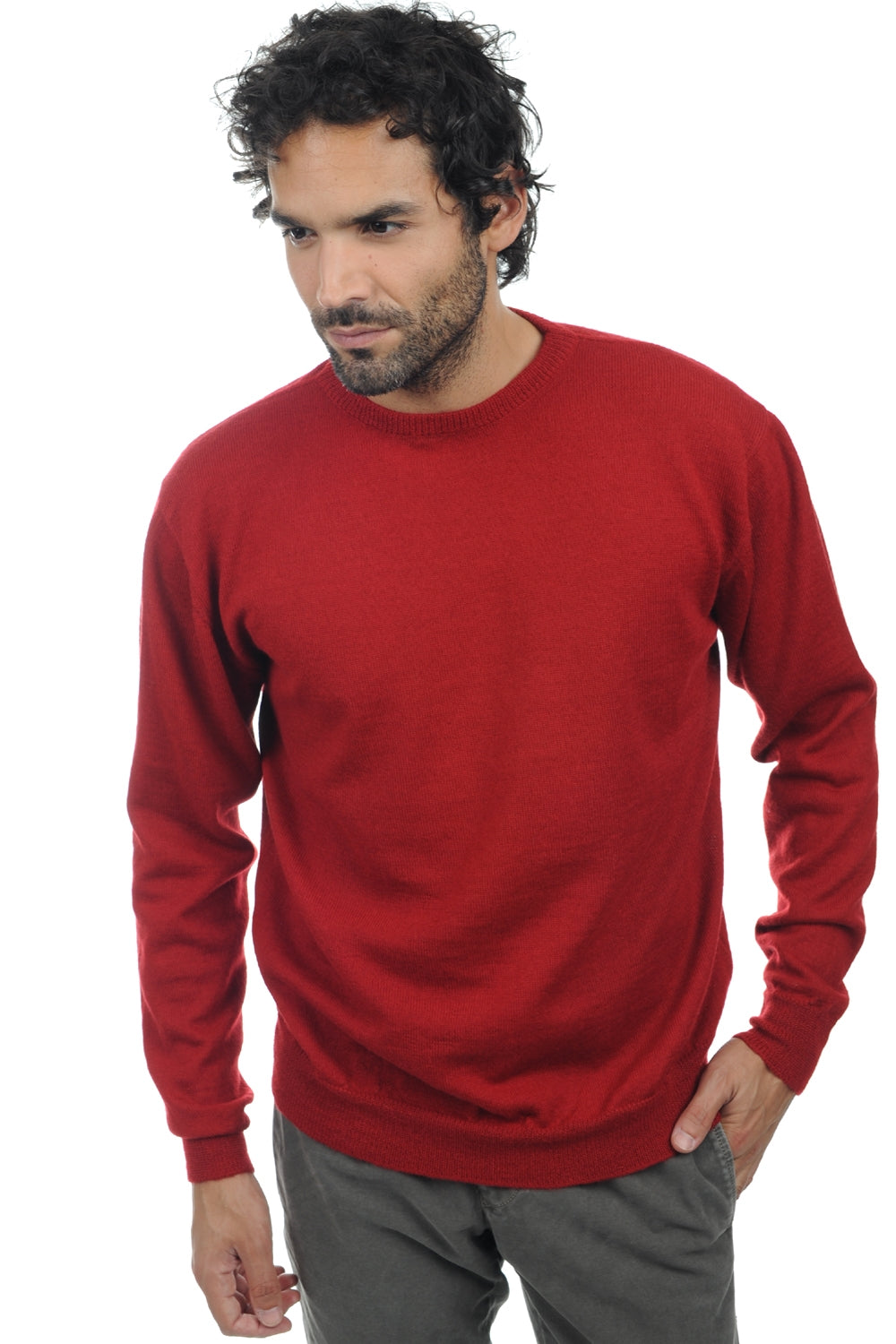 Nestor-Alpaga in baby alpaca heren - rood - Mahogany