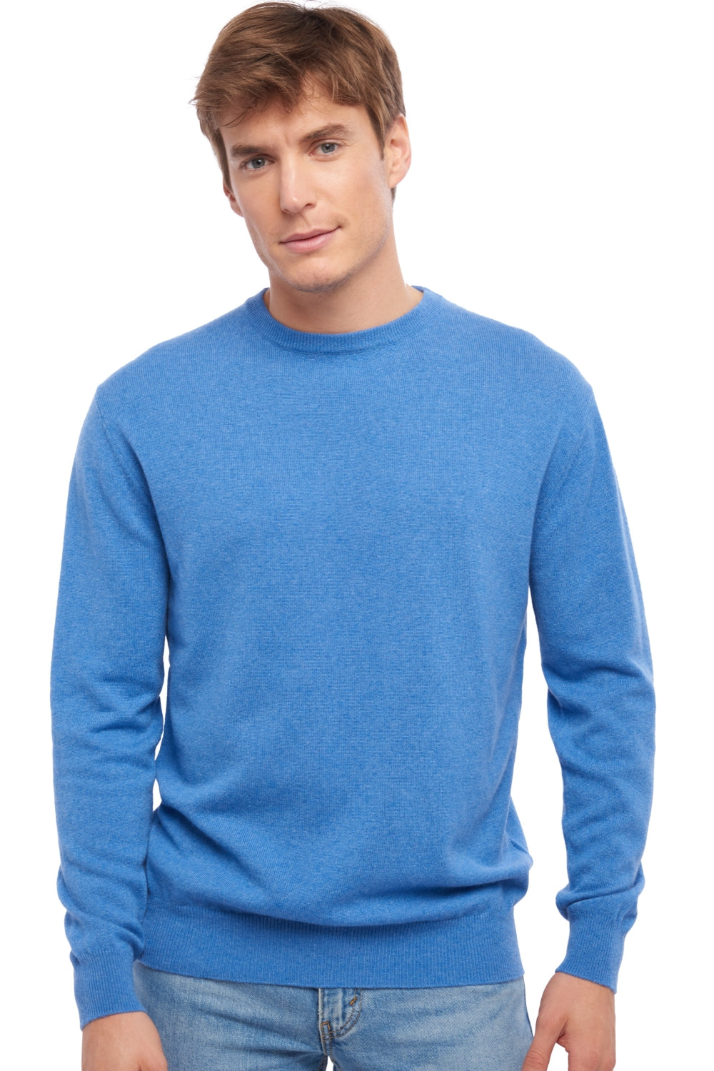Nestor kasjmier heren trui - blauw chiné - Mahogany