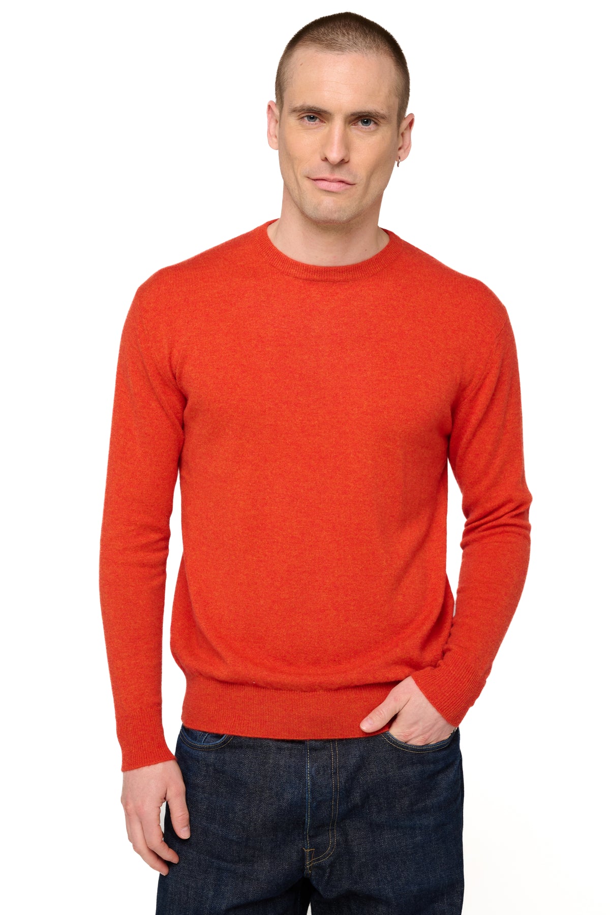 Nestor kasjmier heren trui - paprika - Mahogany