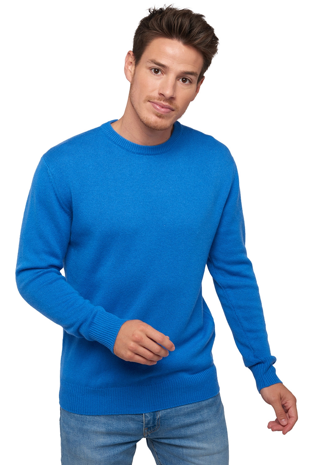 Nestor 4F kasjmier trui heren - tetbury blue - Mahogany