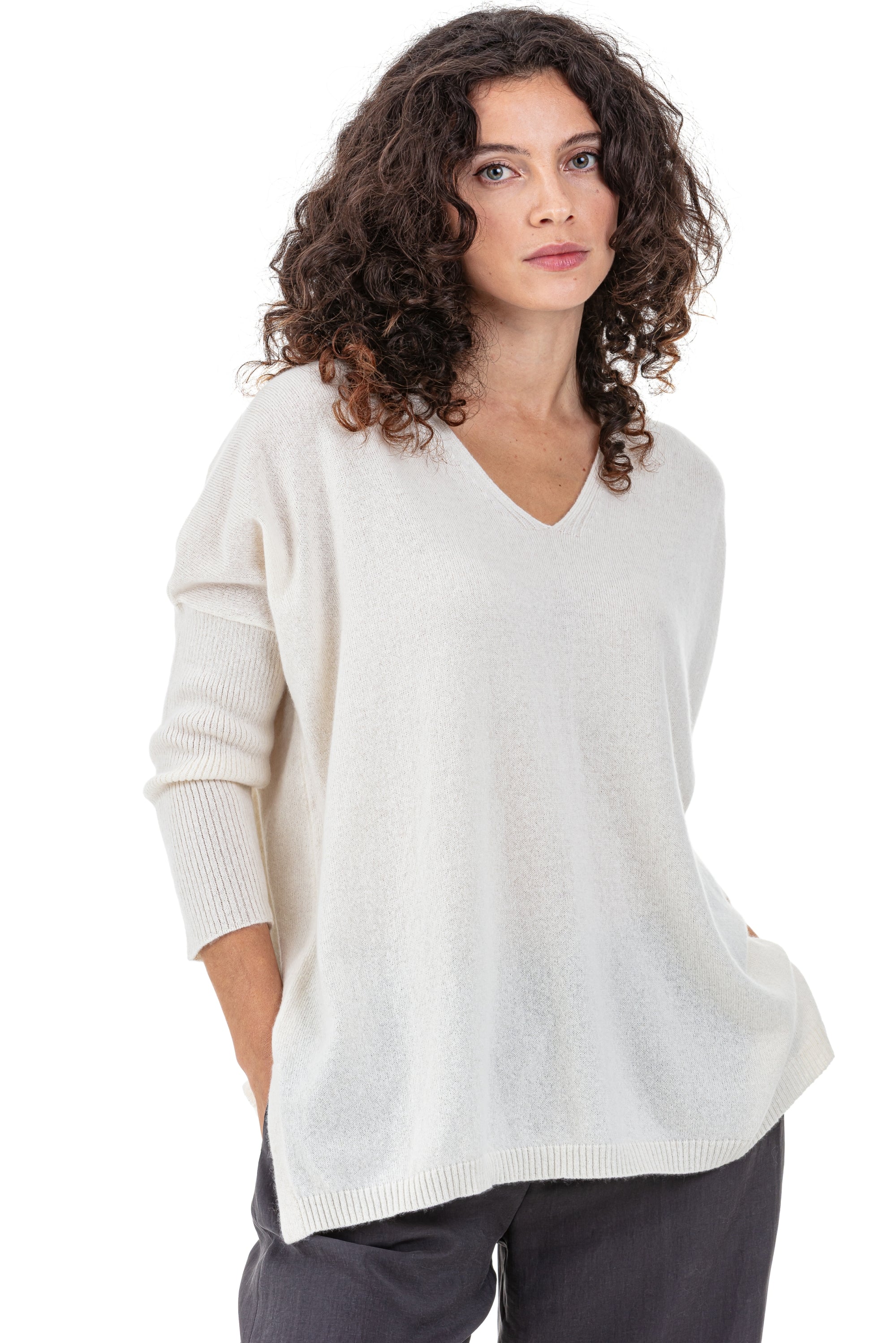 Pippa in kasjmier dames - natural écru - Mahogany