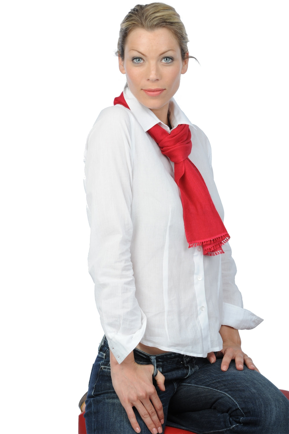 Scarva in kasjmier en zijde voor dames - diep rood - Mahogany