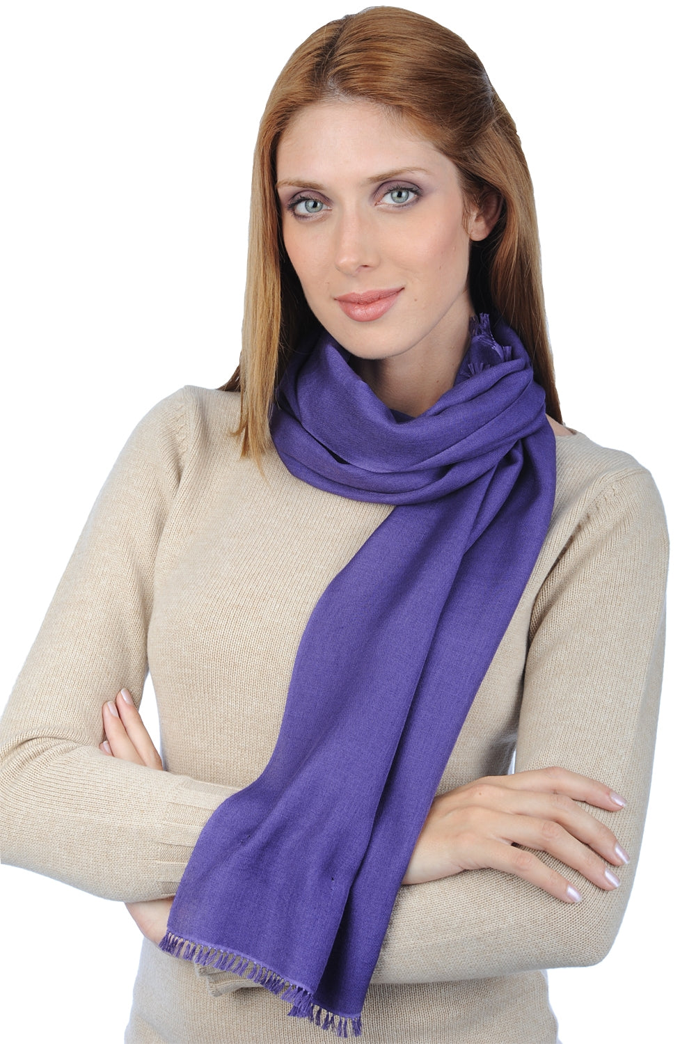 Scarva in kasjmier en zijde voor dames - violet passie - Mahogany