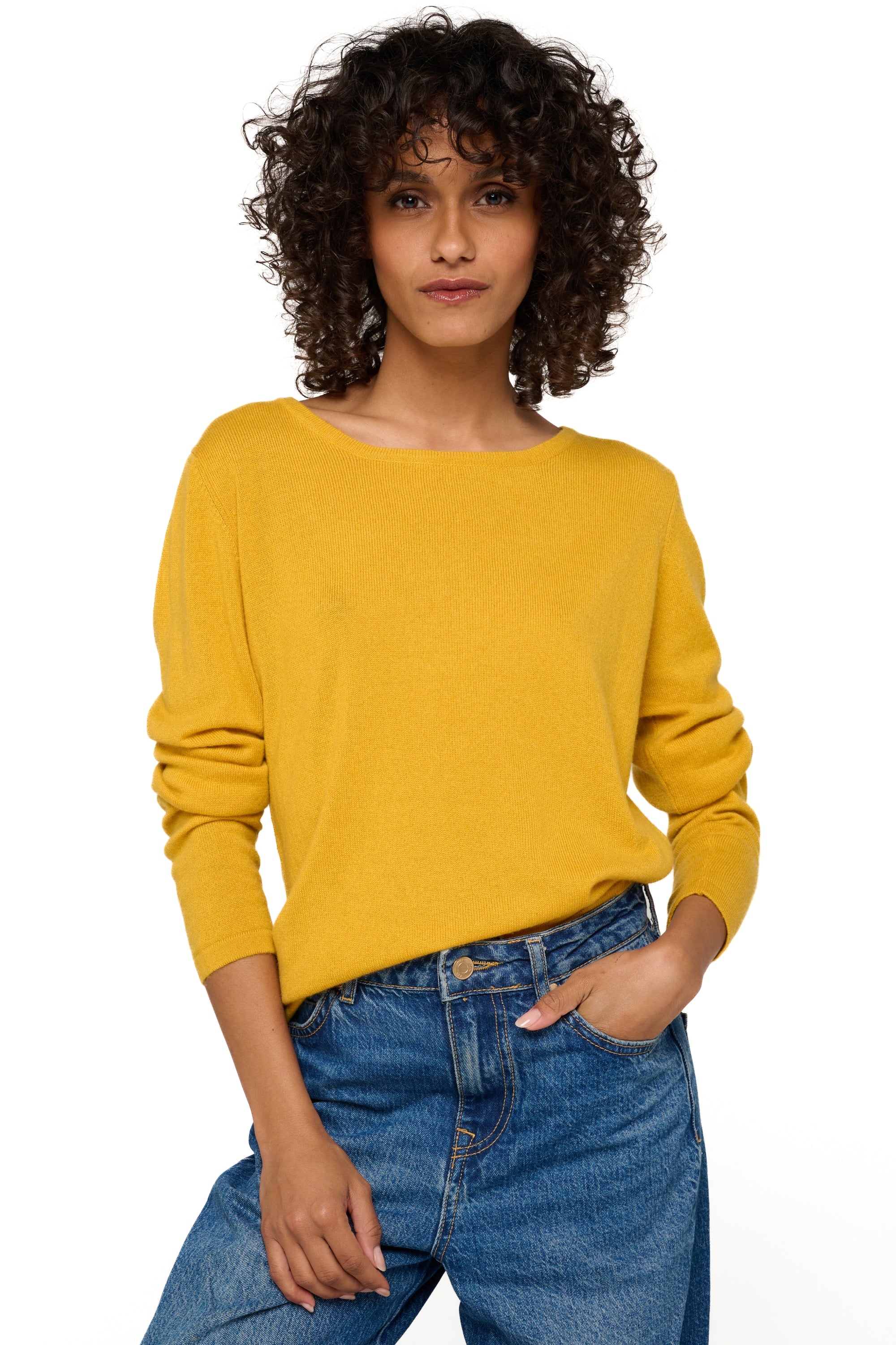 Solange in kasjmier dames - mosterd - Mahogany