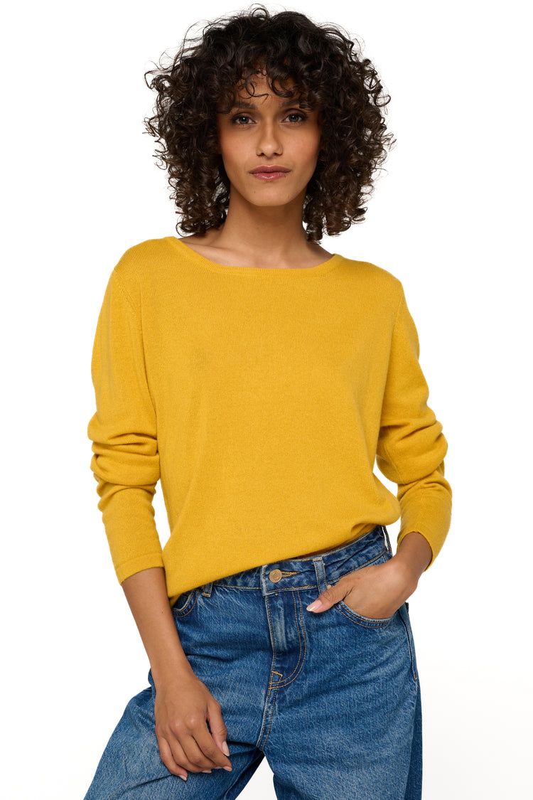 Solange in kasjmier dames - mosterd - Mahogany