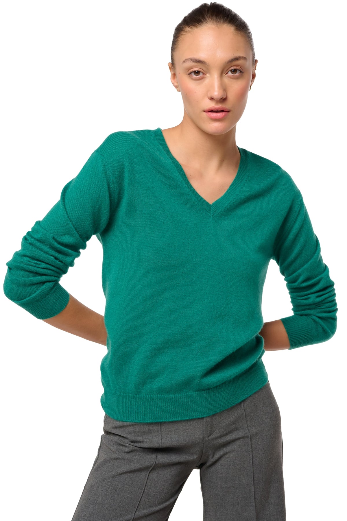 Tessa in kasjmier voor dames - Aanzicht 1 - botanical - Mahogany