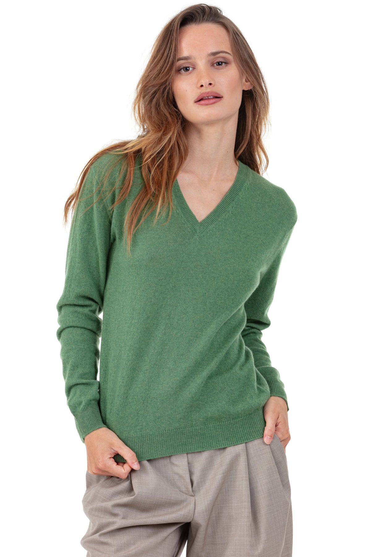 Tessa in kasjmier dames - foliage - Mahogany