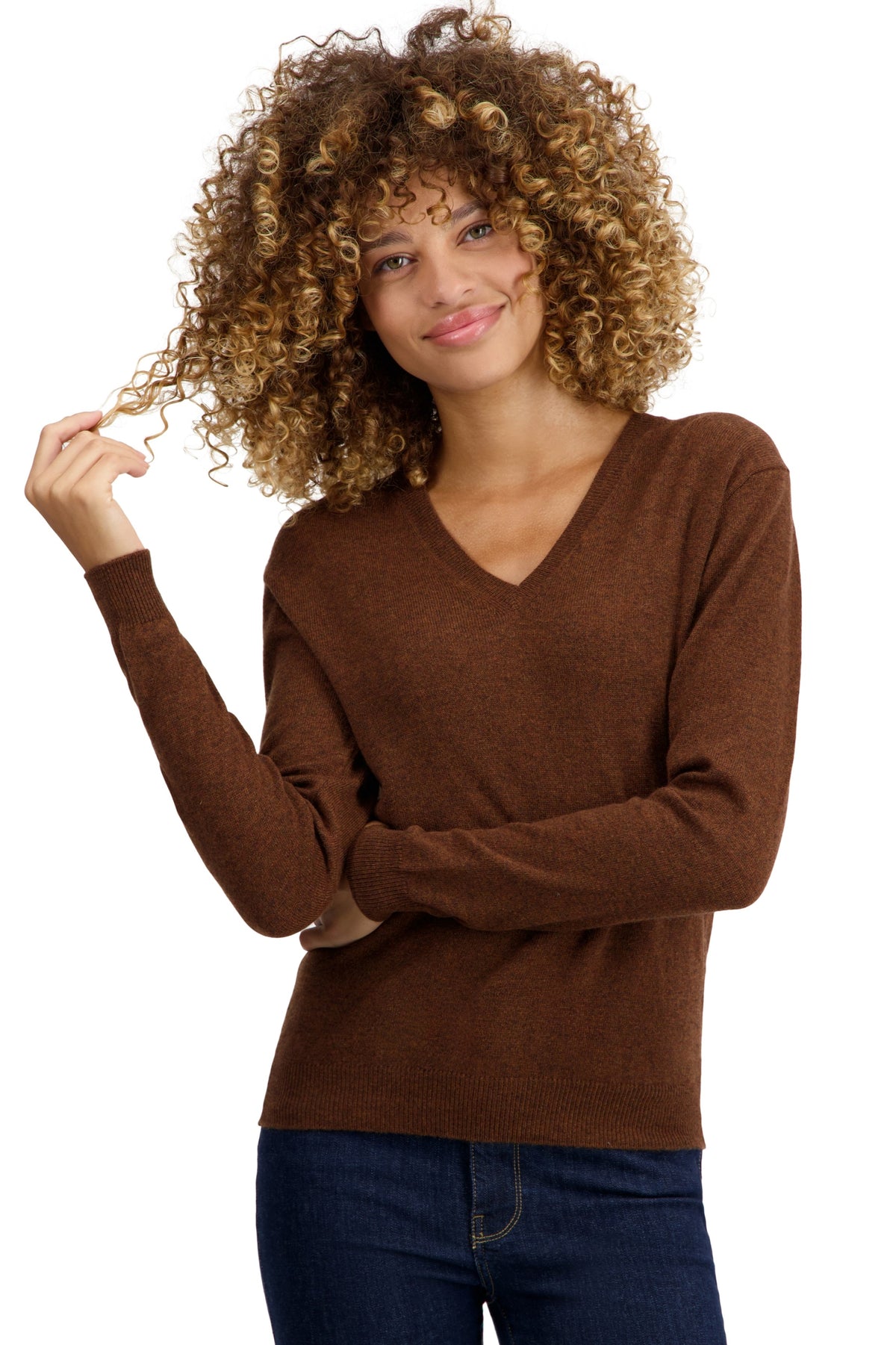 Tessa in kasjmier dames - mace - Mahogany