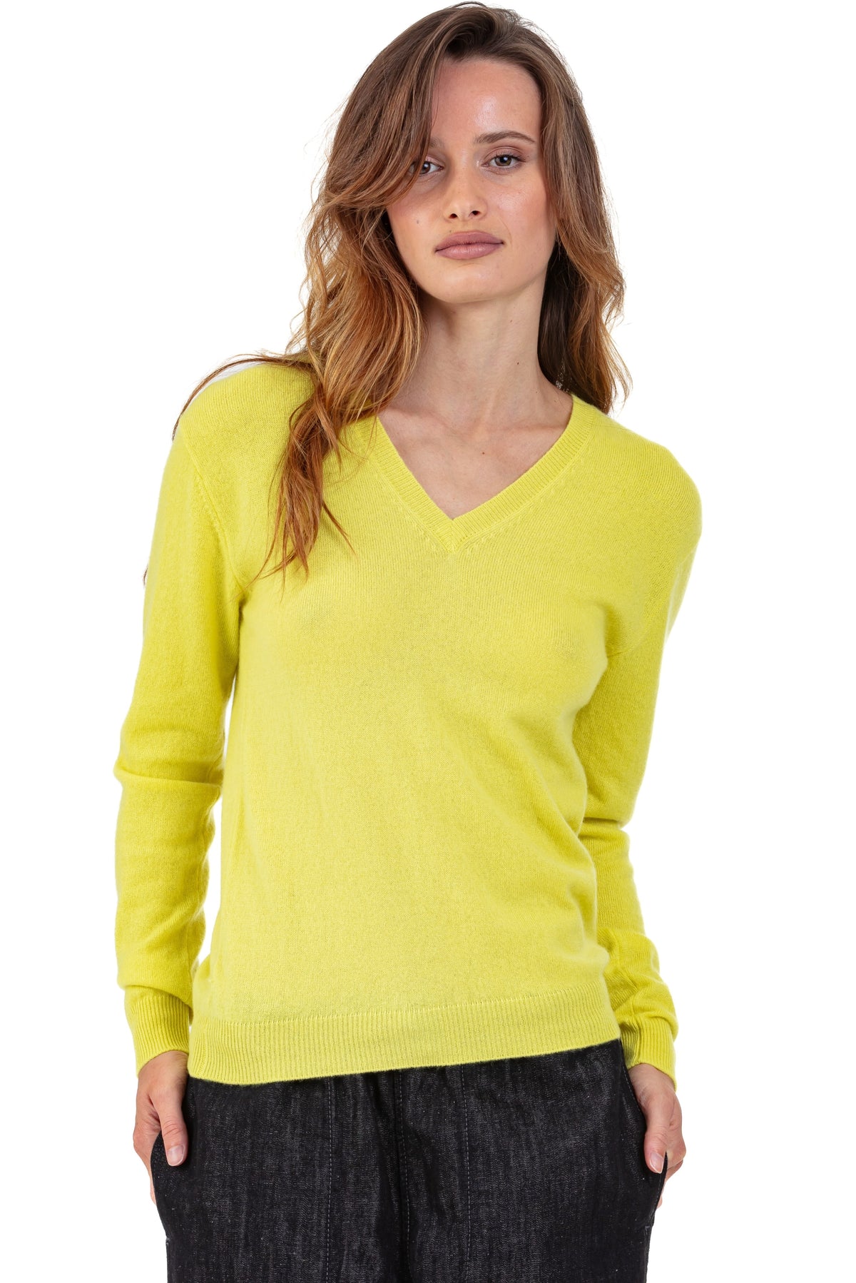 Tessa in kasjmier dames - maize - Mahogany