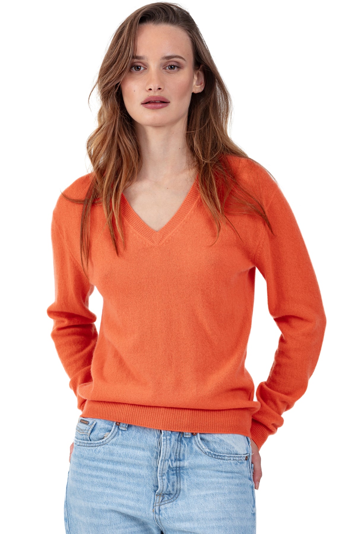 Tessa in kasjmier dames - nectarine - Mahogany
