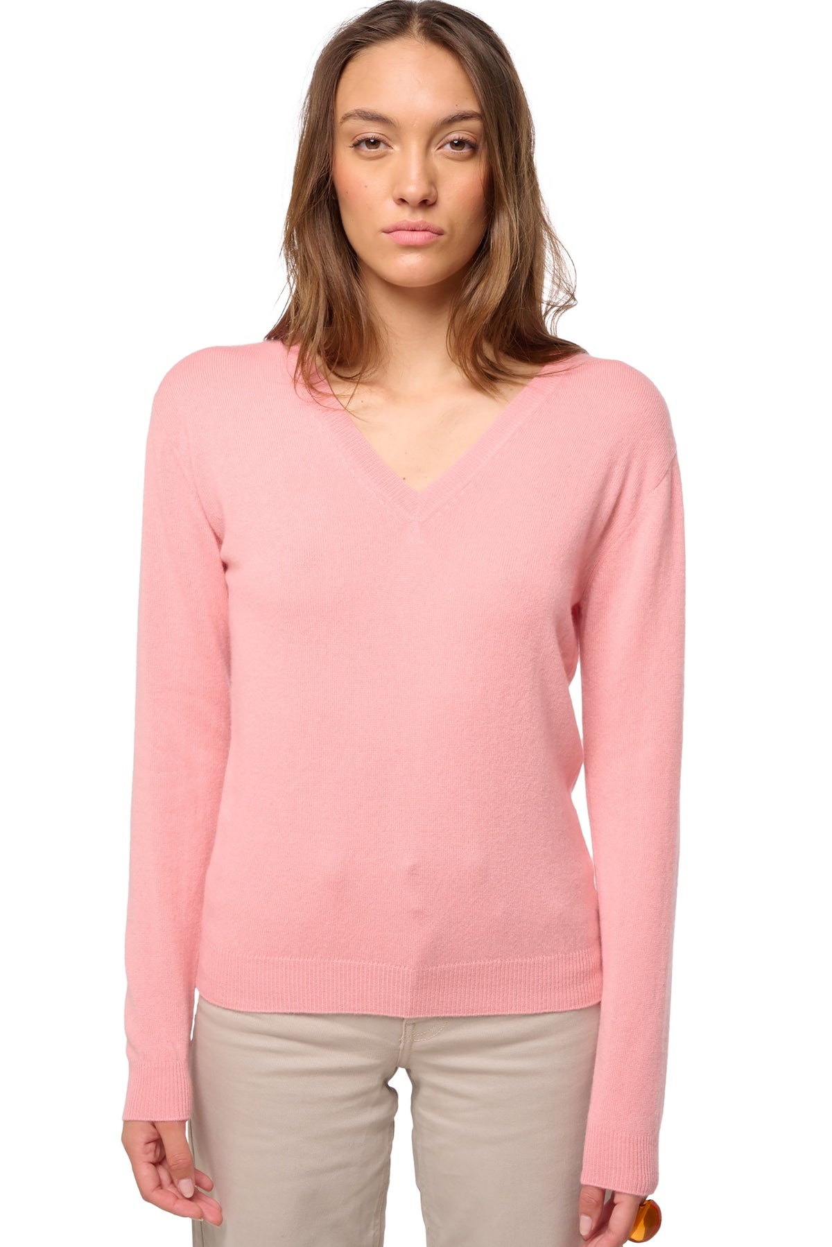 Tessa in kasjmier dames - tea rose - Mahogany