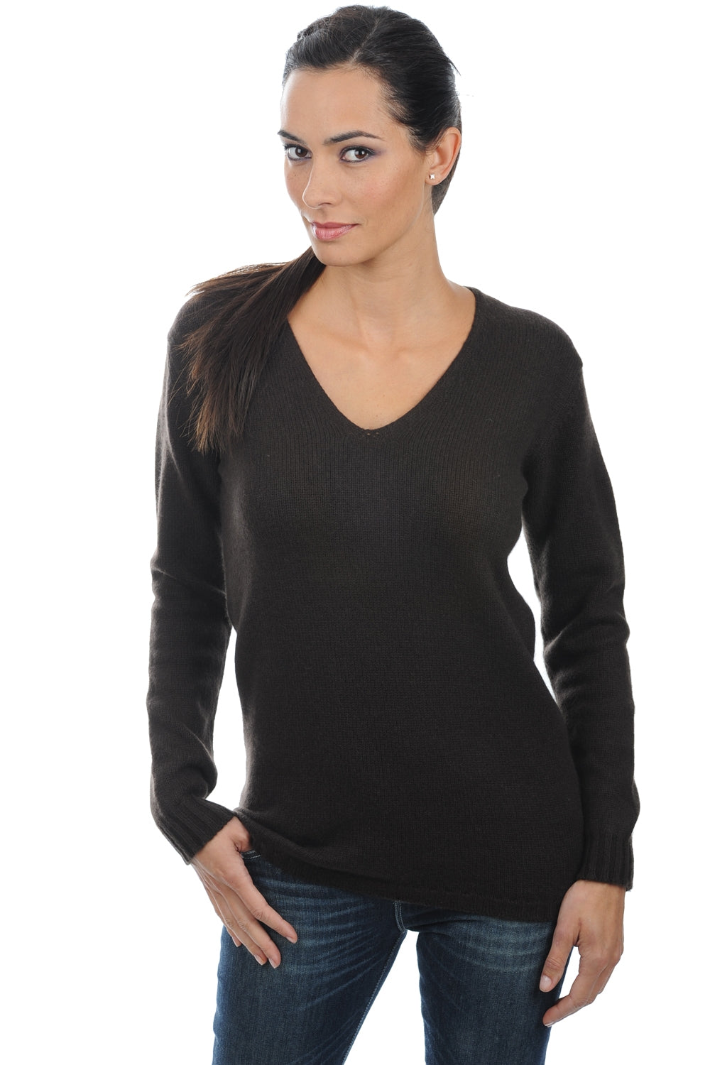 Vanessa in kasjmier dames - cappuccino - Mahogany