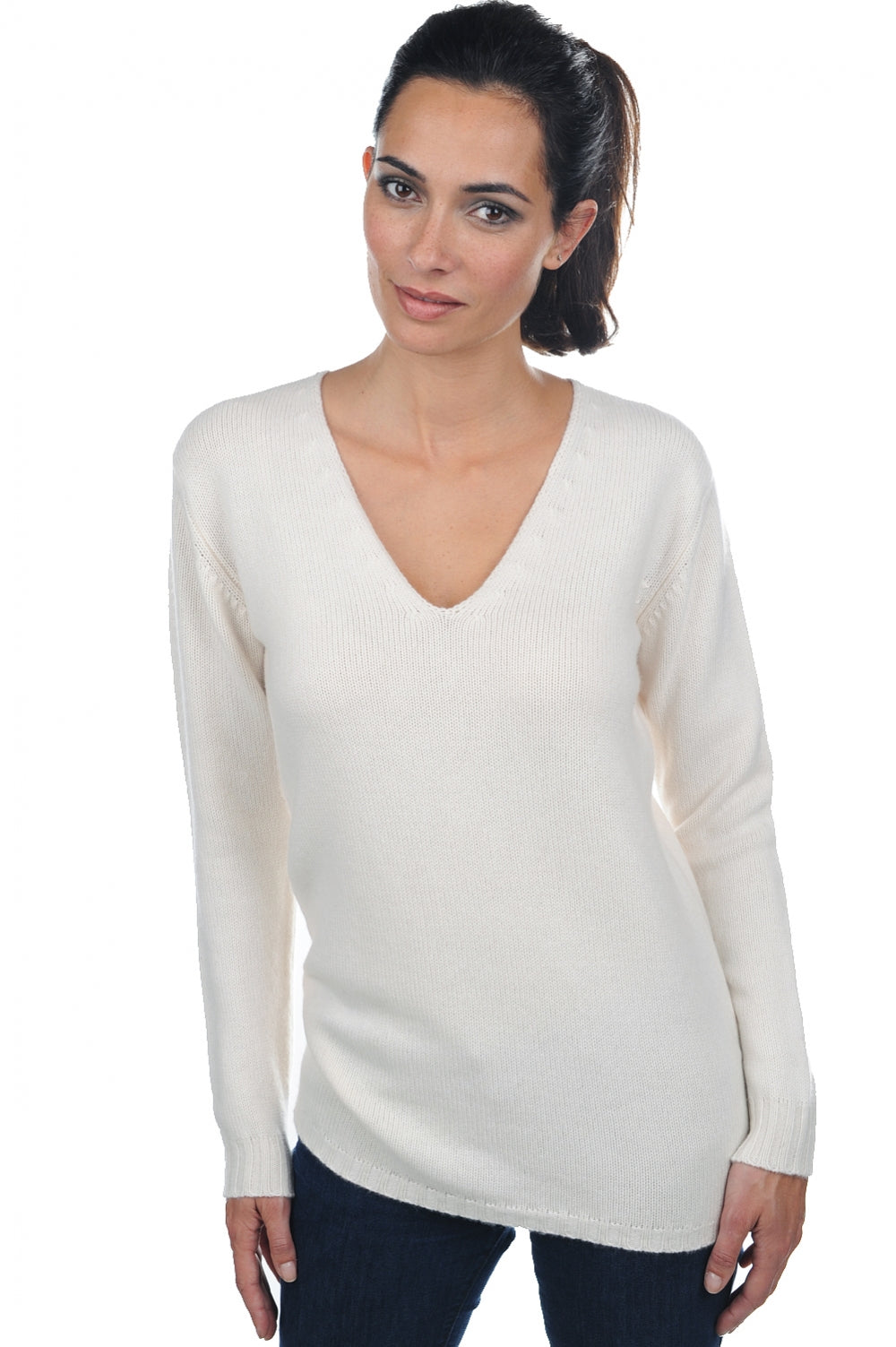 Vanessa in kasjmier voor dames - natural écru - Mahogany