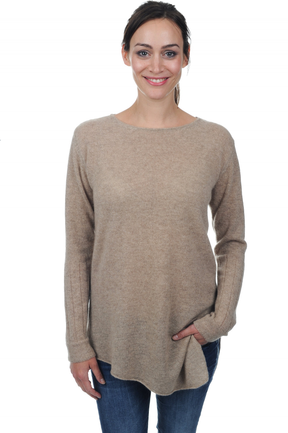 Zaia in kasjmier voor dames - natural brown gemêleerd - Mahogany