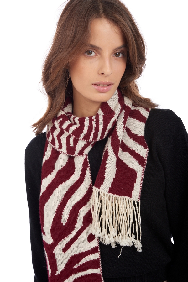Kasjmier accesoires sjaals azuria natural ecru   bordeaux 180 x 30 cm