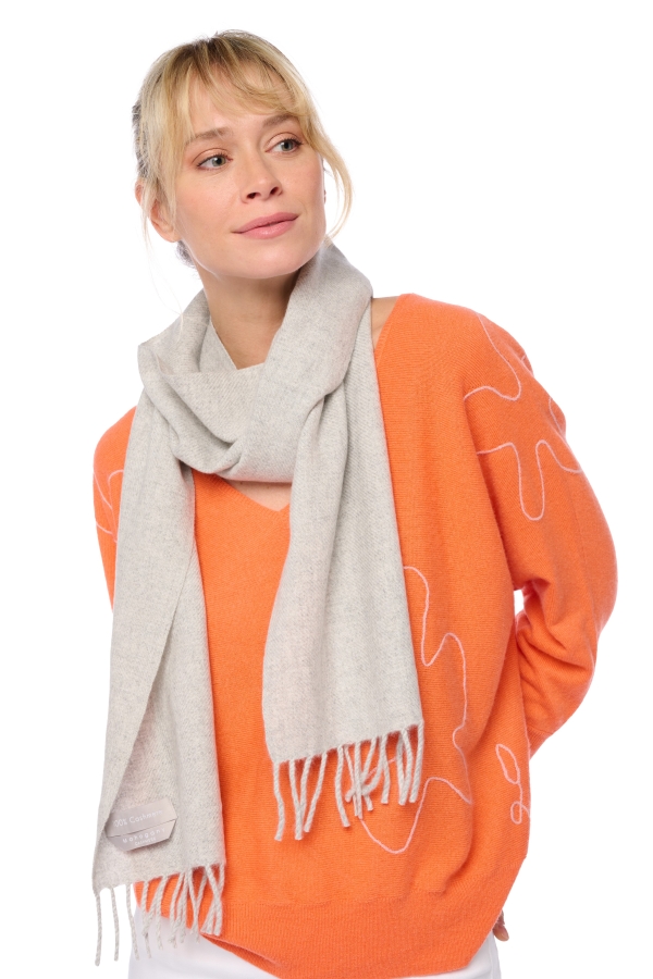 Kasjmier accessoires sjaals kazu170 flanel grijs gemeleerd 170 x 25 cm
