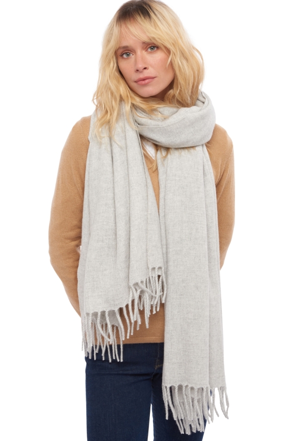 Kasjmier accessoires sjaals niry flanel grijs gemeleerd 200x90cm
