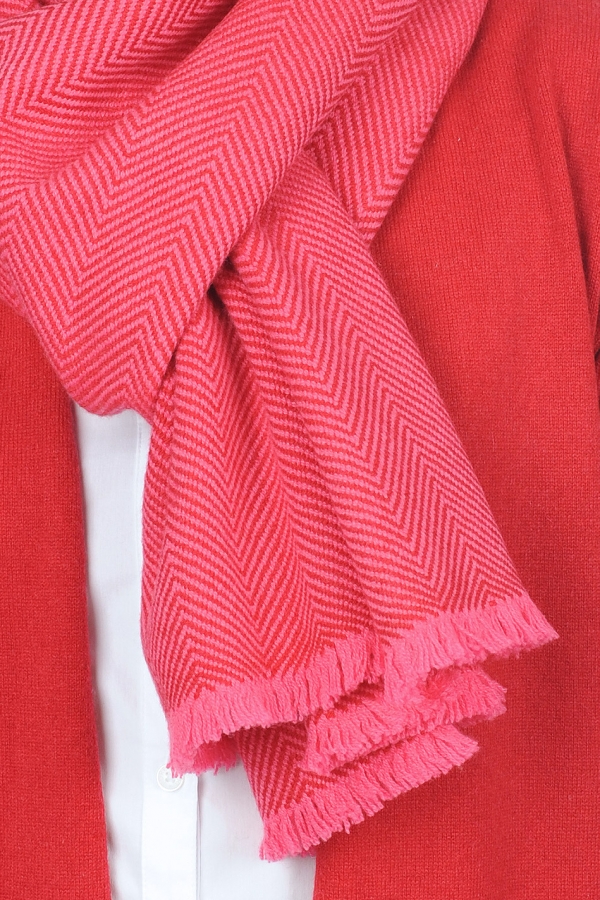 Kasjmier accessoires sjaals orage shocking pink bruin rood 200 x 35 cm